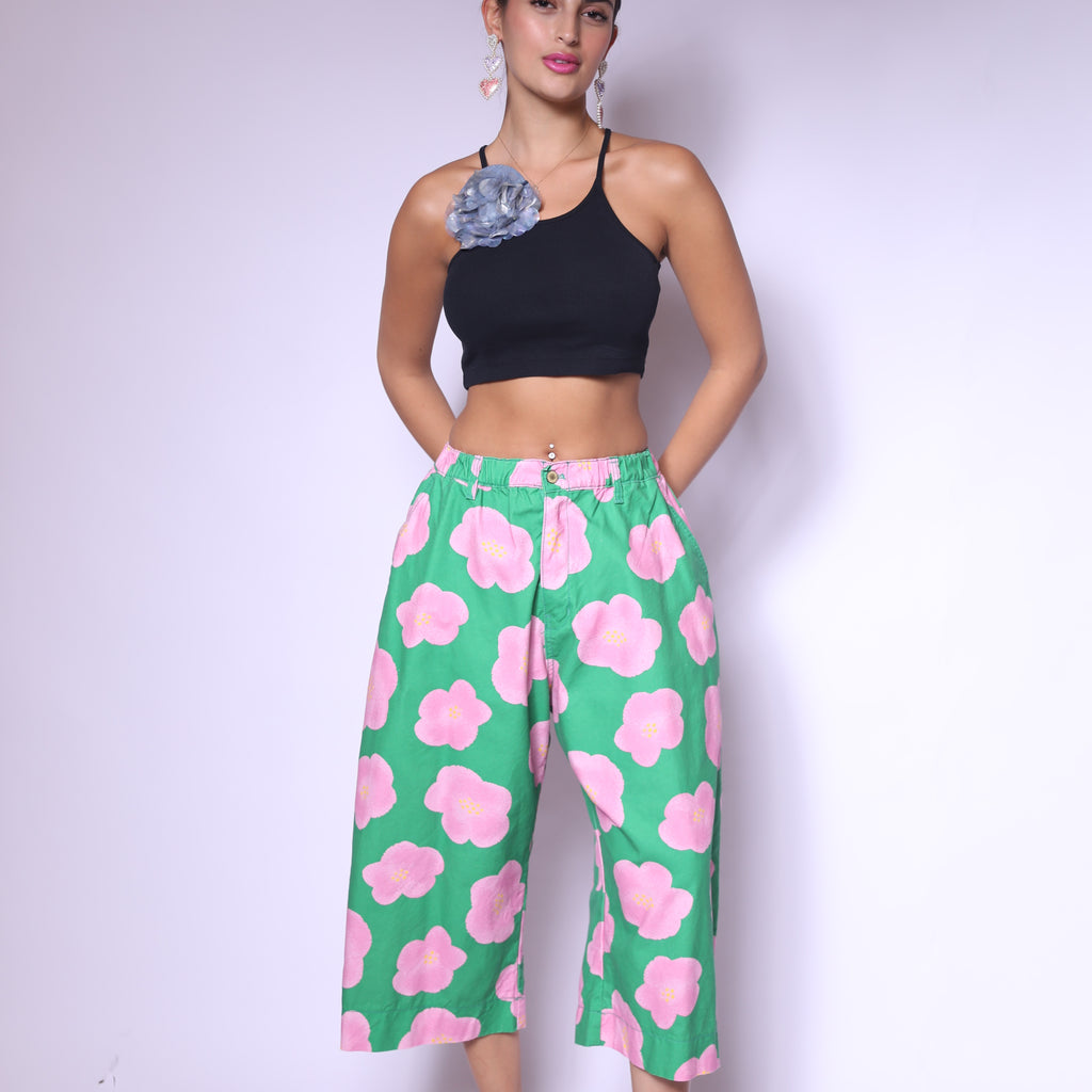 Green & Pink Bloom Pants