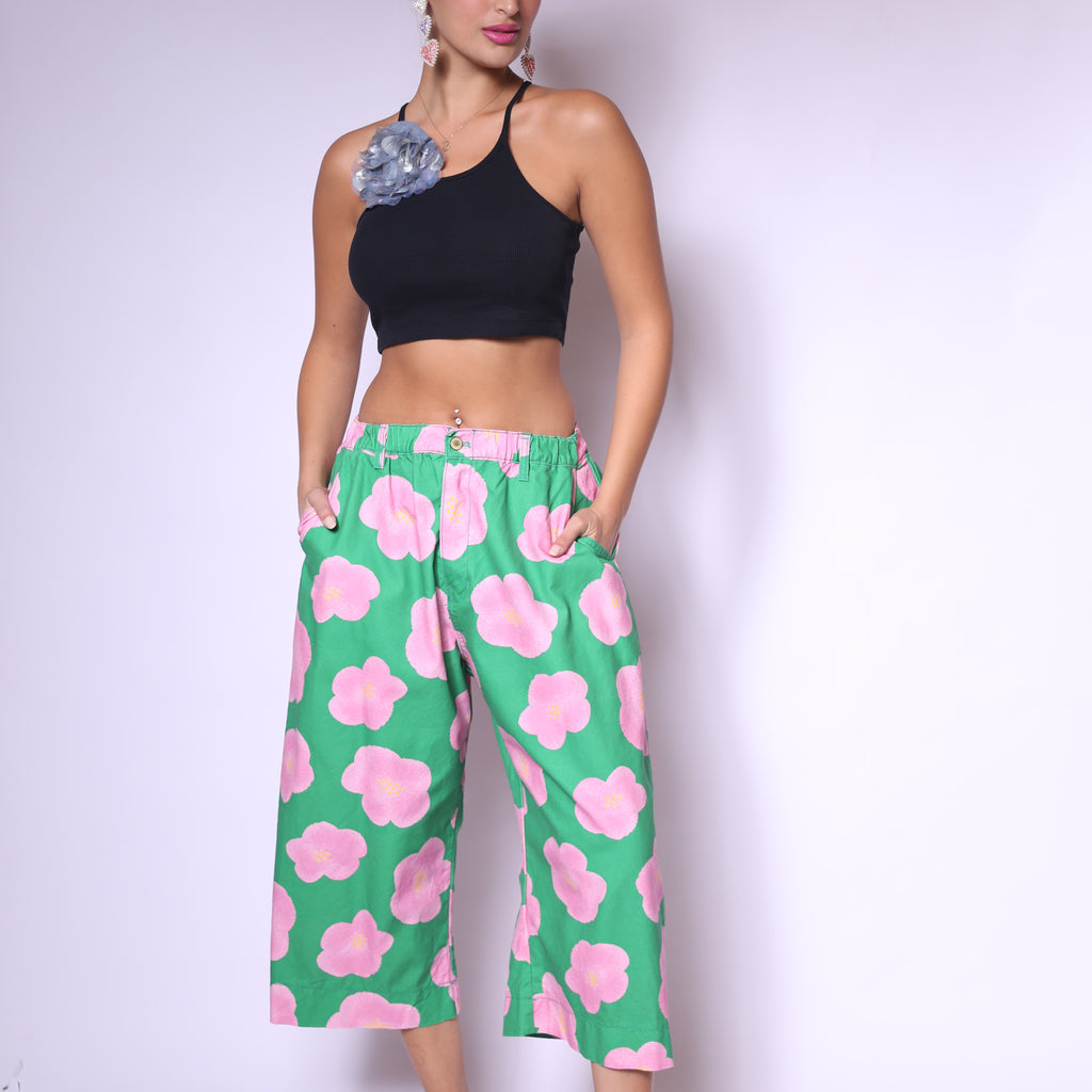 Green & Pink Bloom Pants