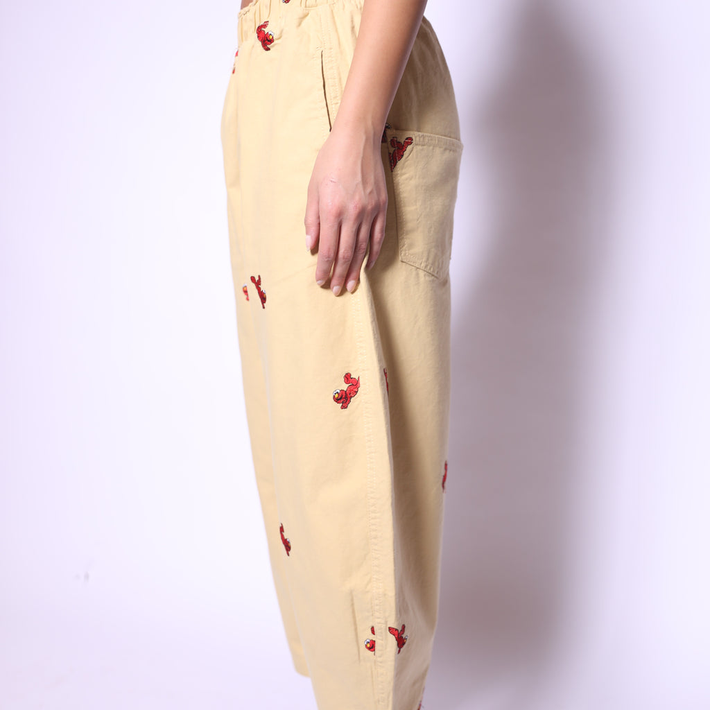 Yellow Elmo Embroidered Pants