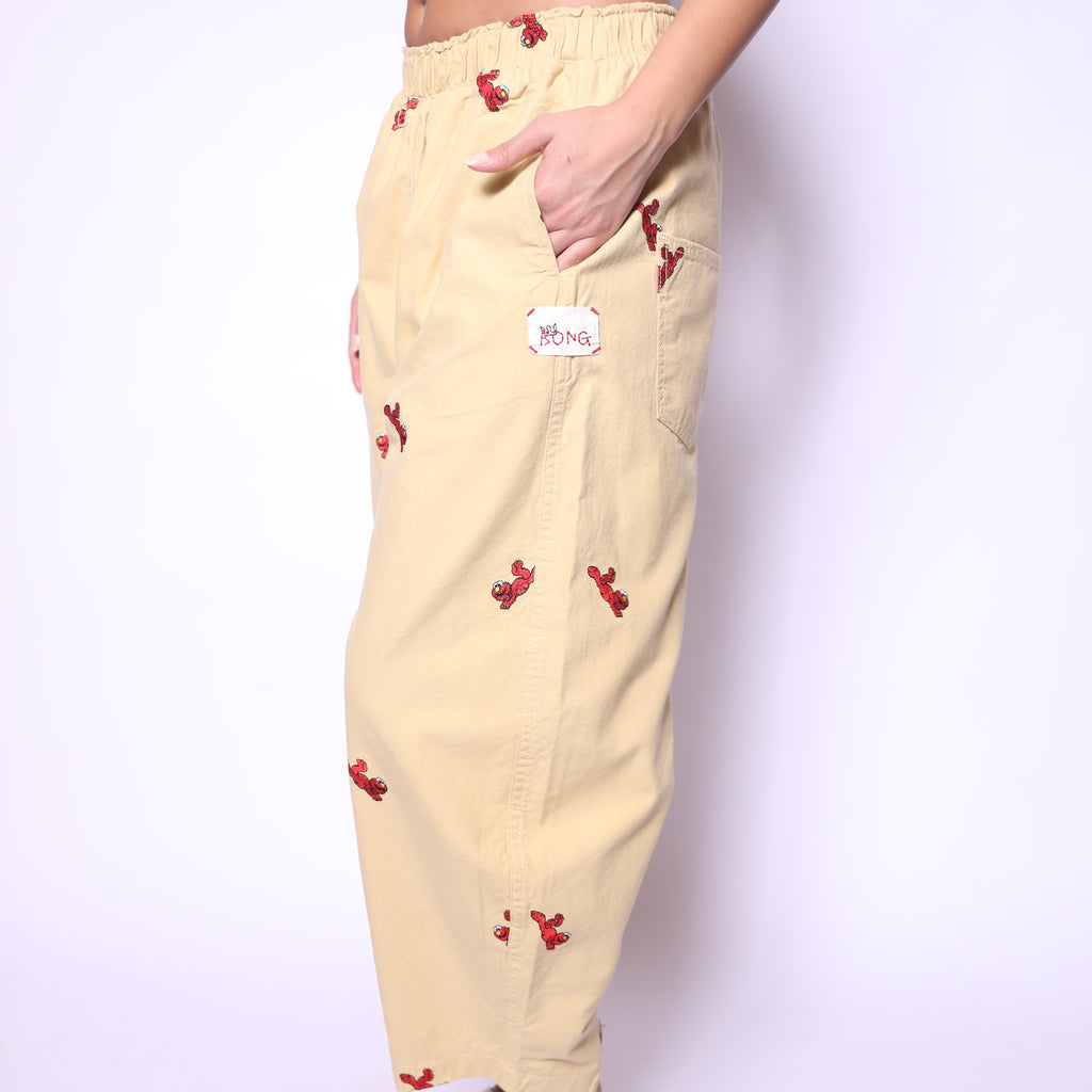 Yellow Elmo Embroidered Pants