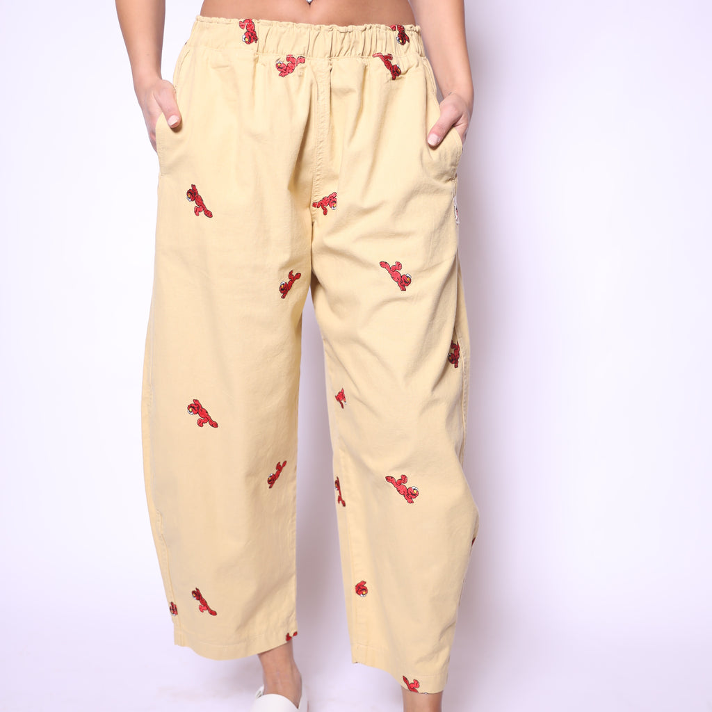 Yellow Elmo Embroidered Pants