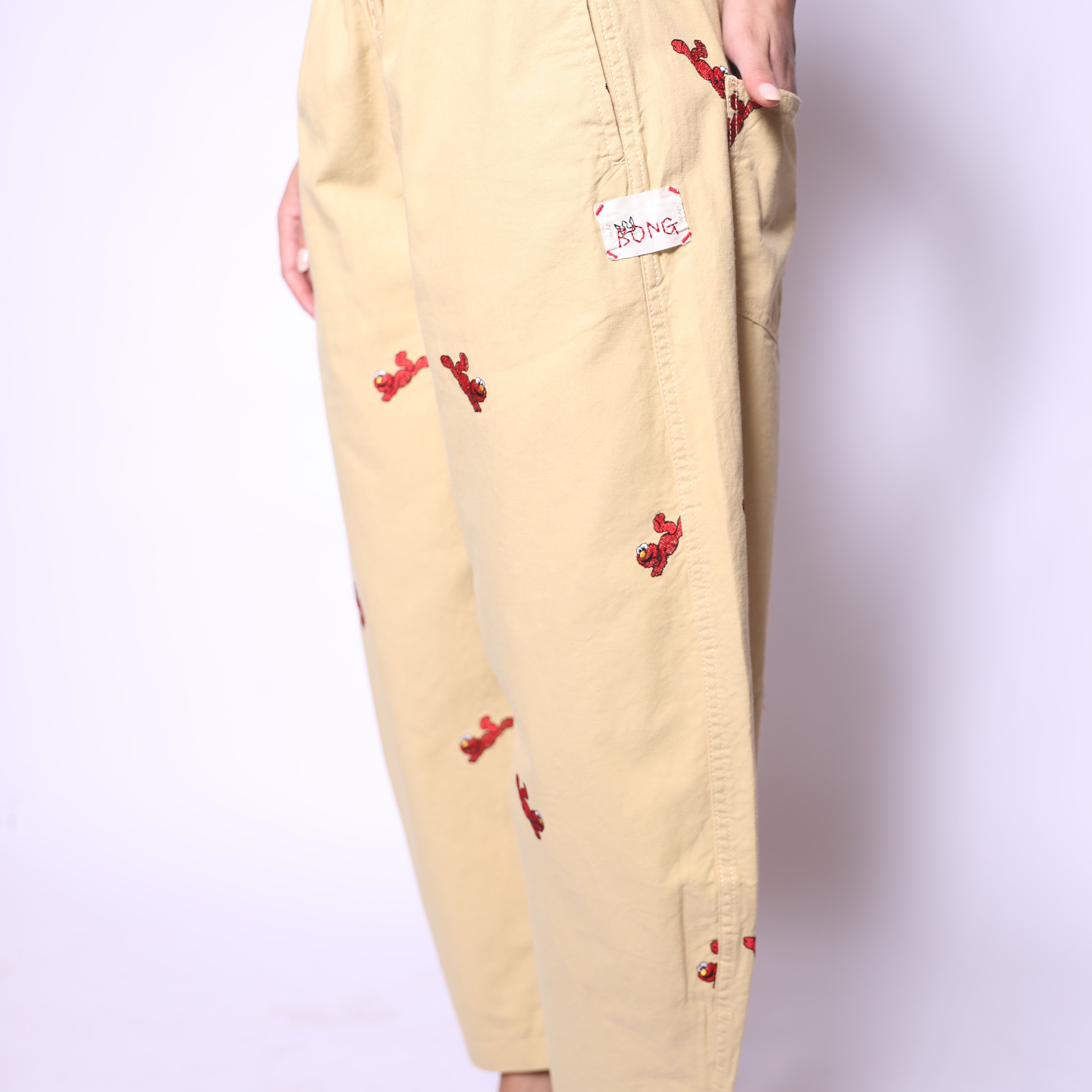 Yellow Elmo Embroidered Pants