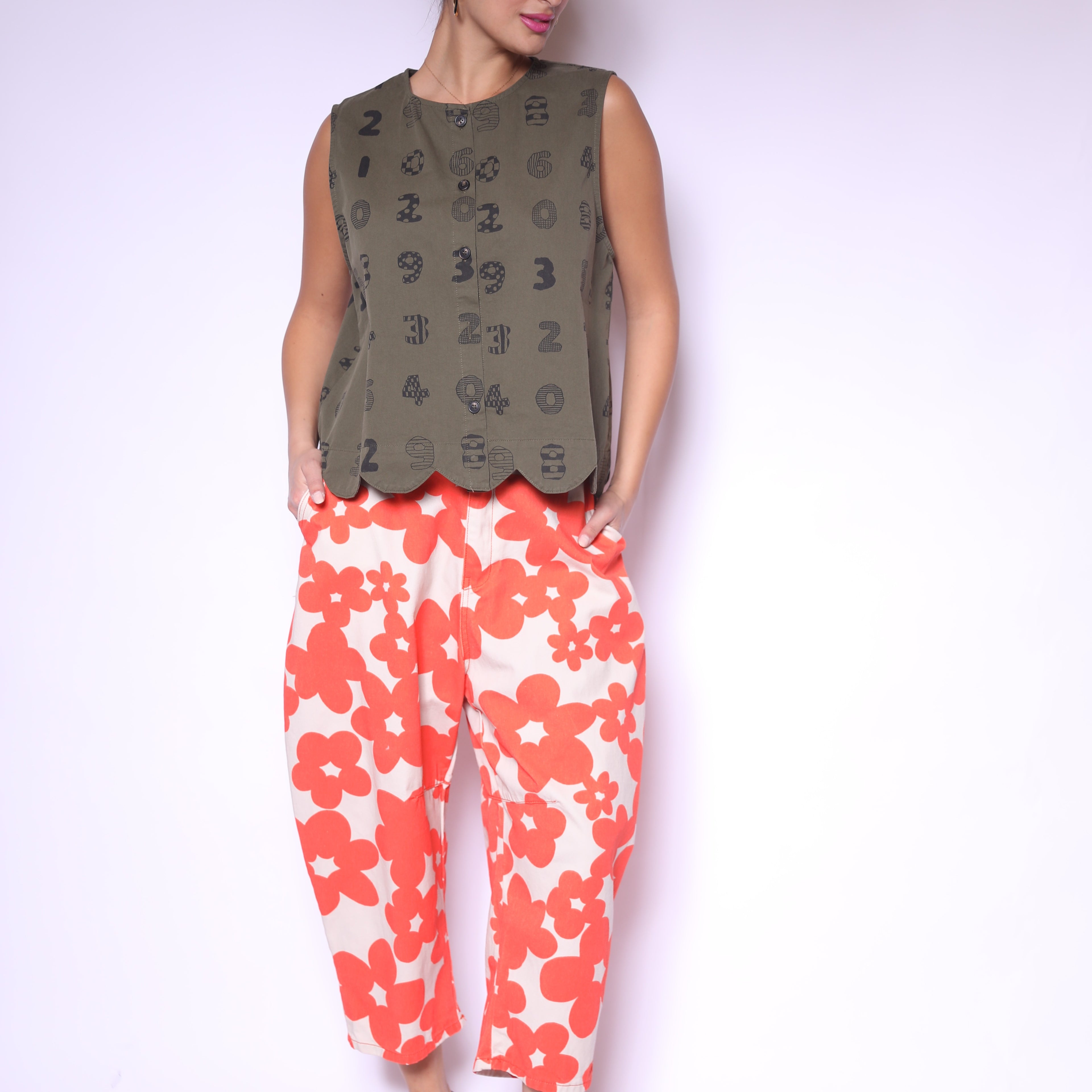 Coral Bloom Wide-Leg Pants
