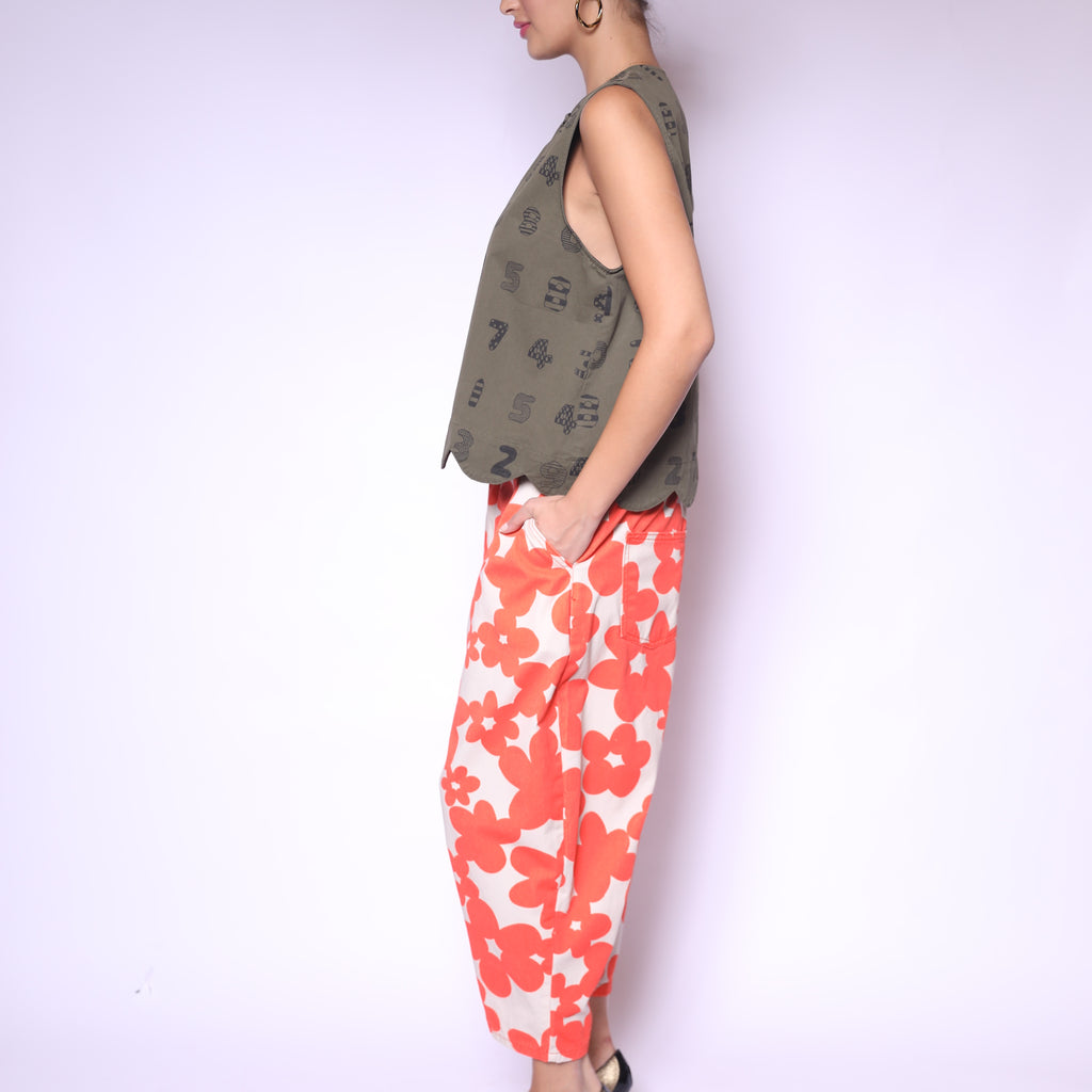 Coral Bloom Wide-Leg Pants