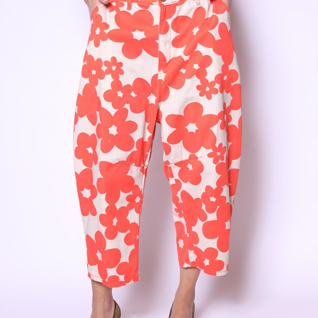 Coral Bloom Wide-Leg Pants