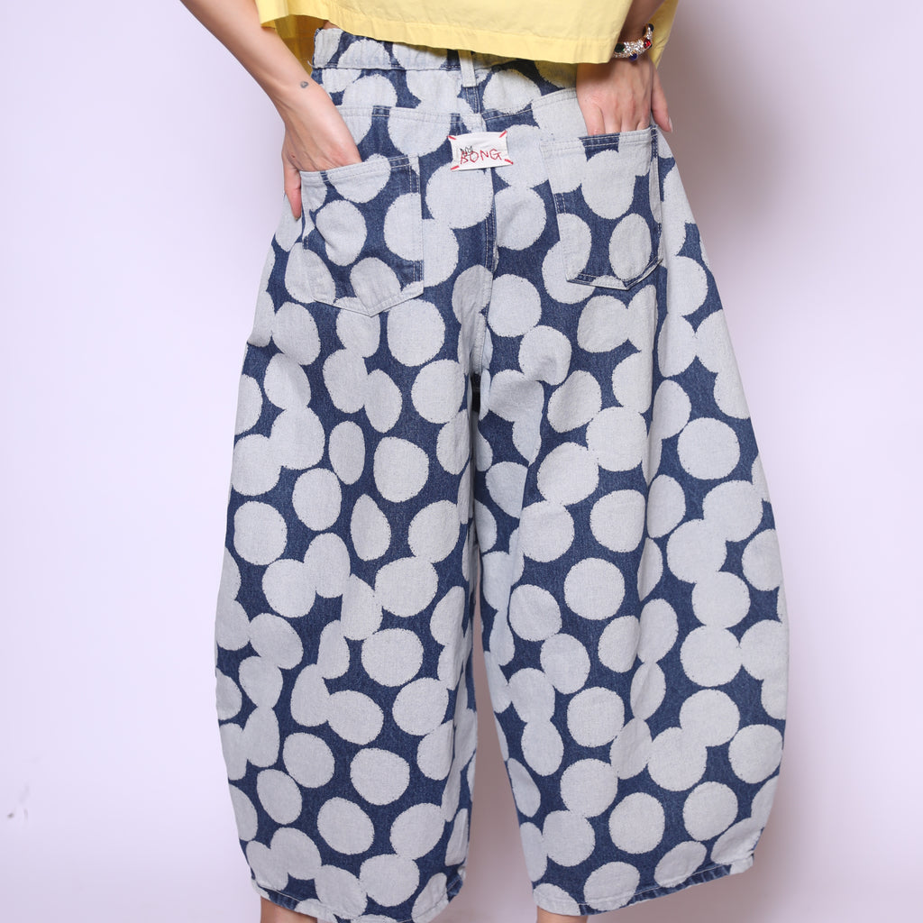 Oversized Navy Polka Pants