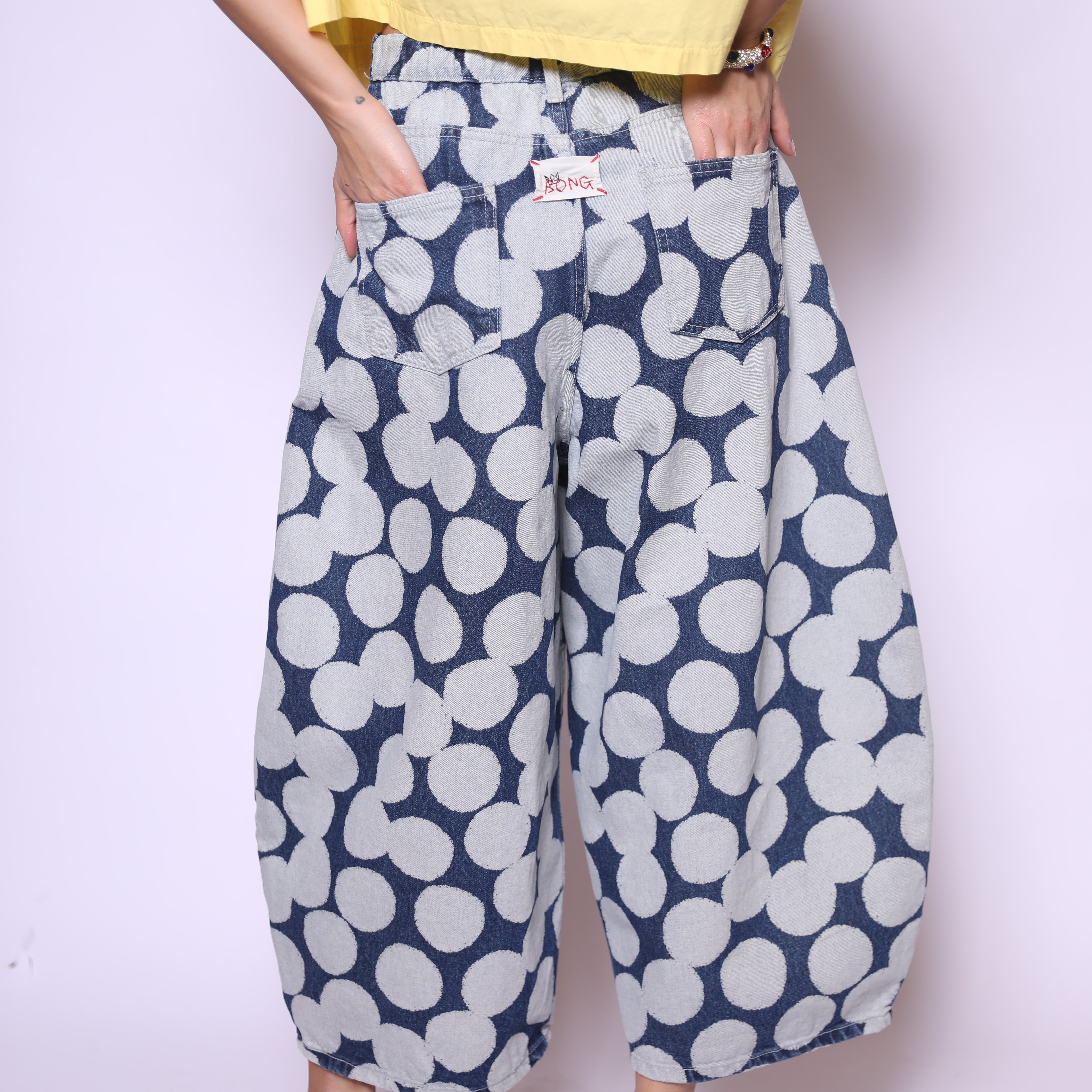 Oversized Navy Polka Pants
