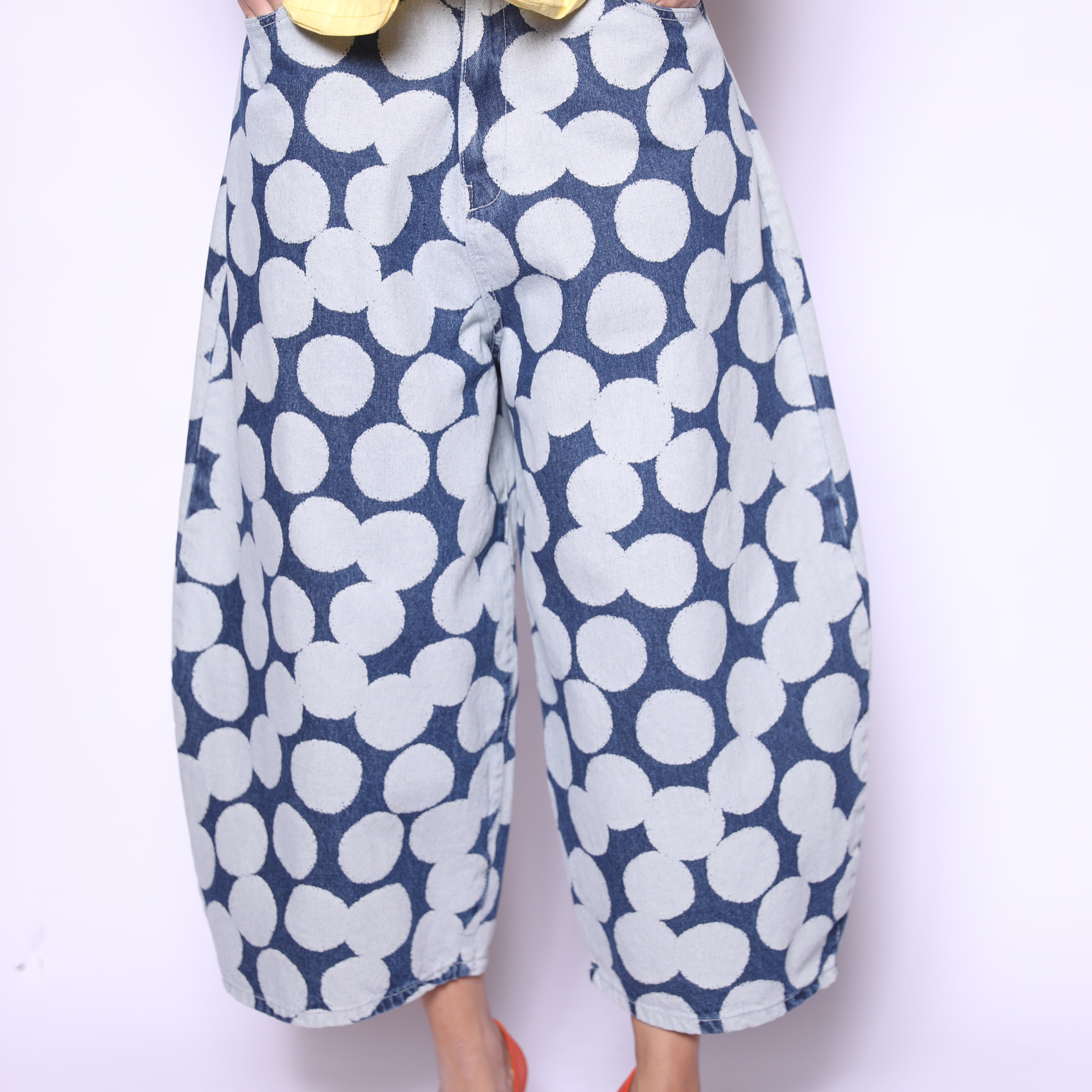 Oversized Navy Polka Pants