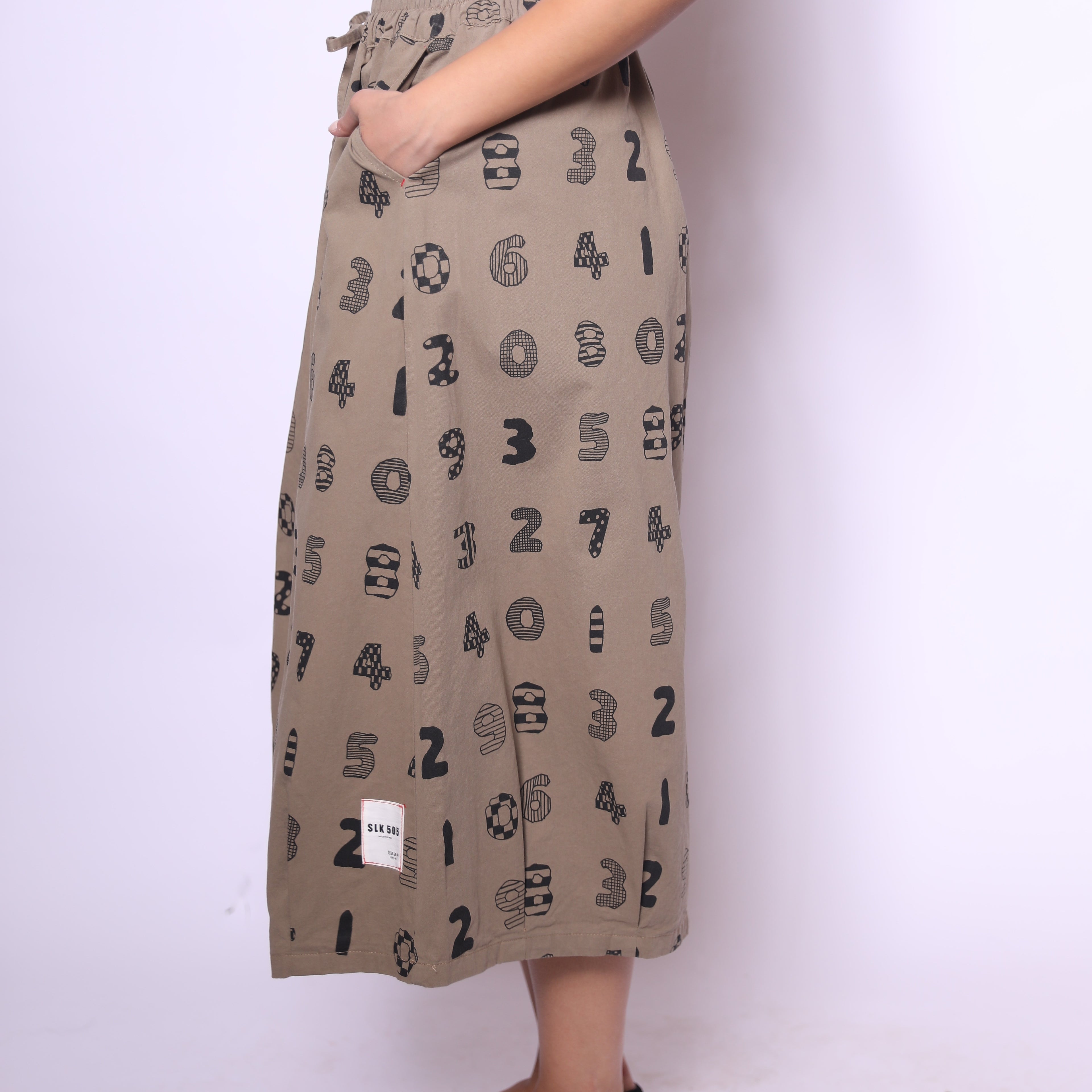 Numeric Play Midi Skirt