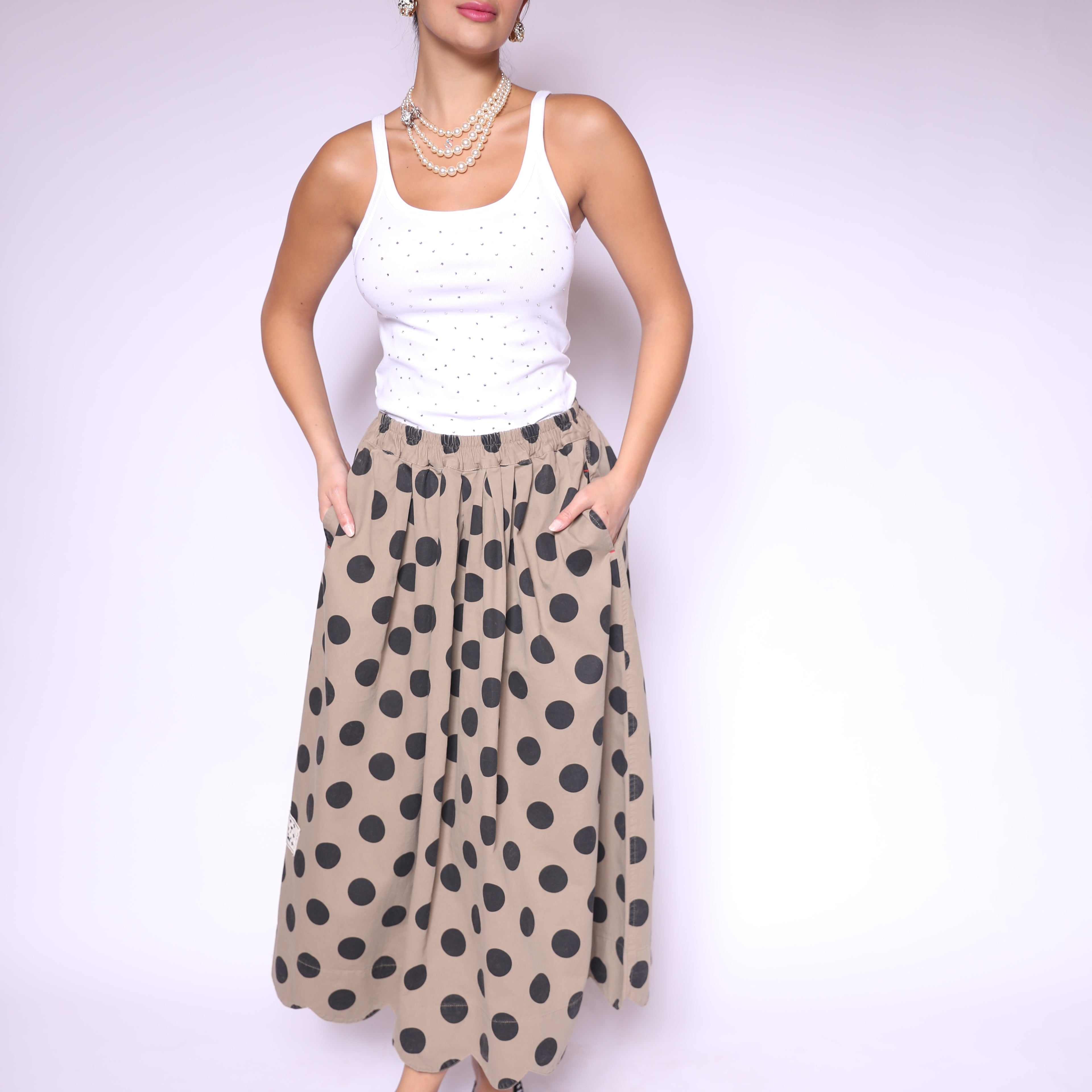 Bold Dots Midi Skirt