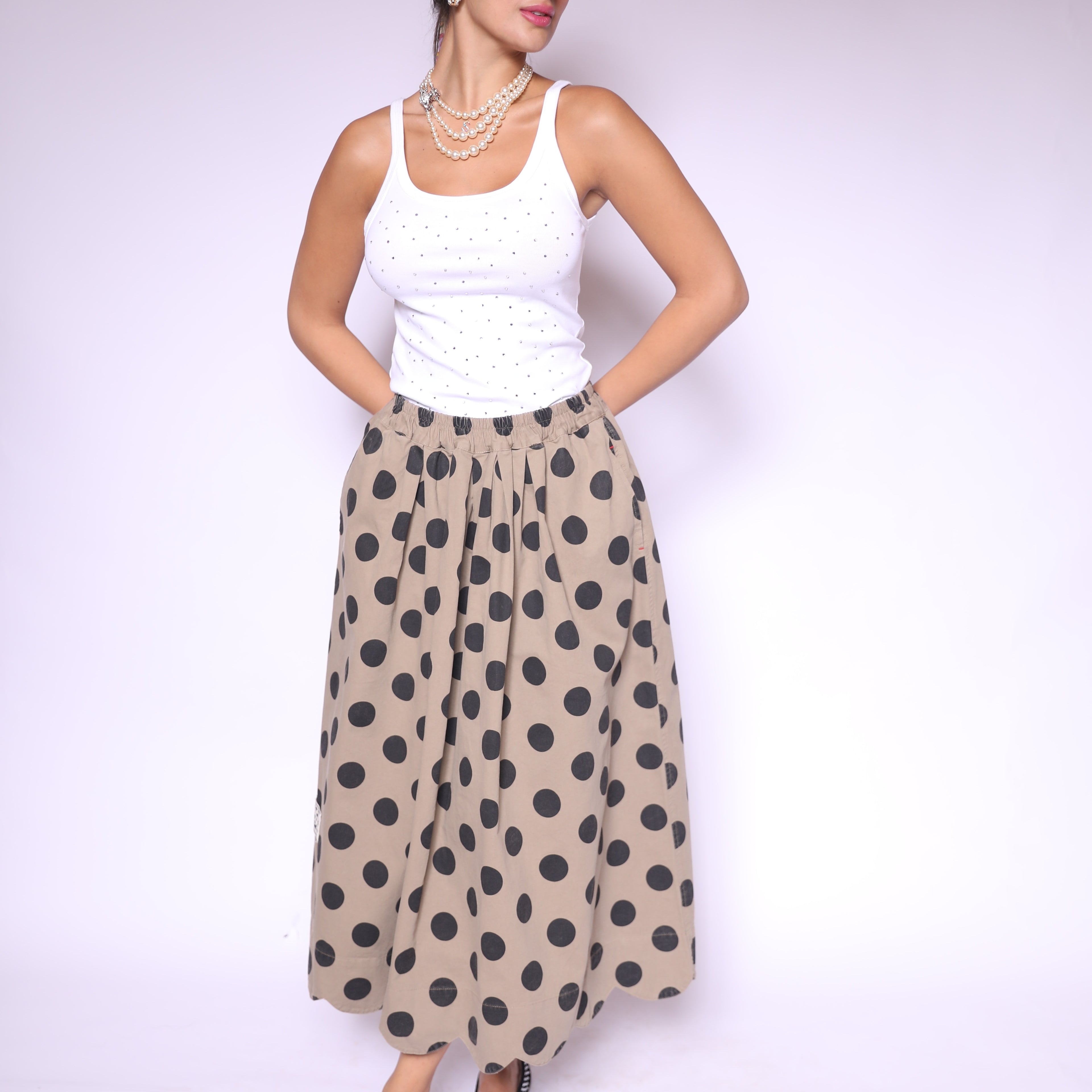 Bold Dots Midi Skirt