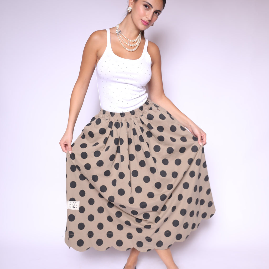 Bold Dots Midi Skirt