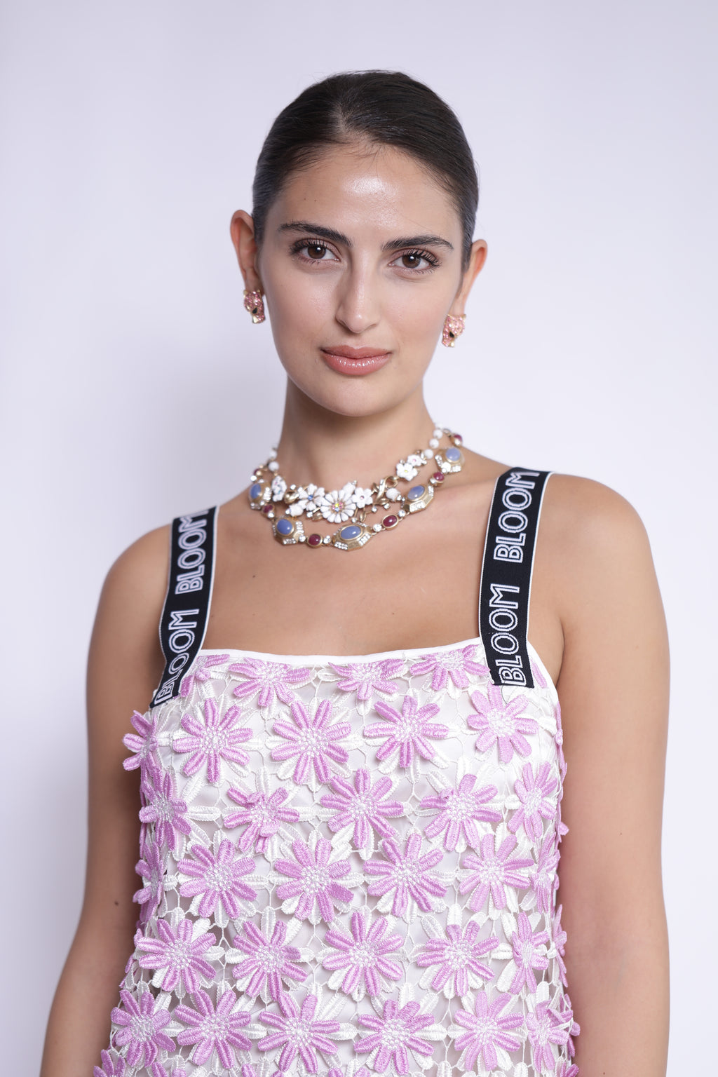 Lilac Daisy Embroidered Dress