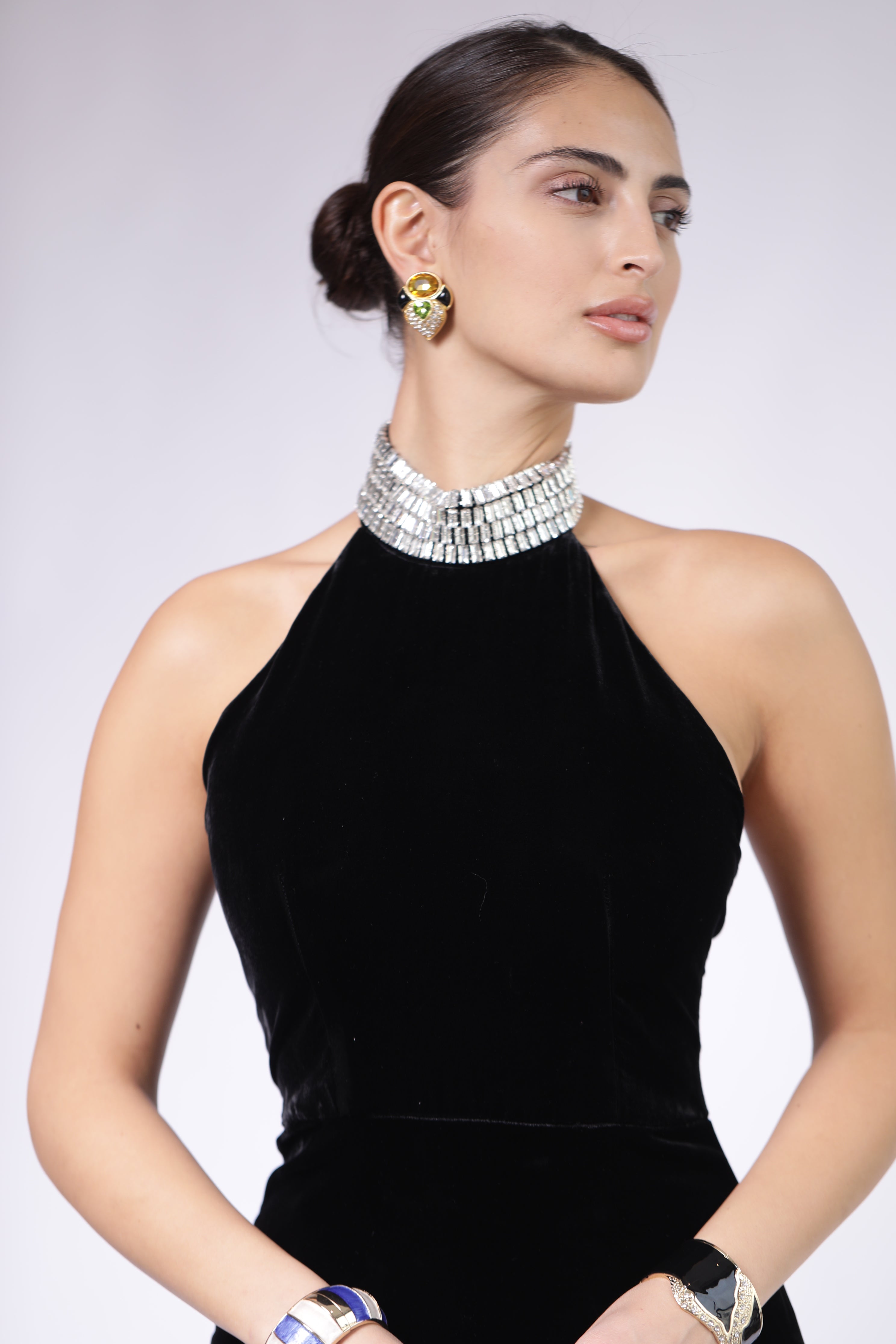Black Velvet Halter-Neck Dress