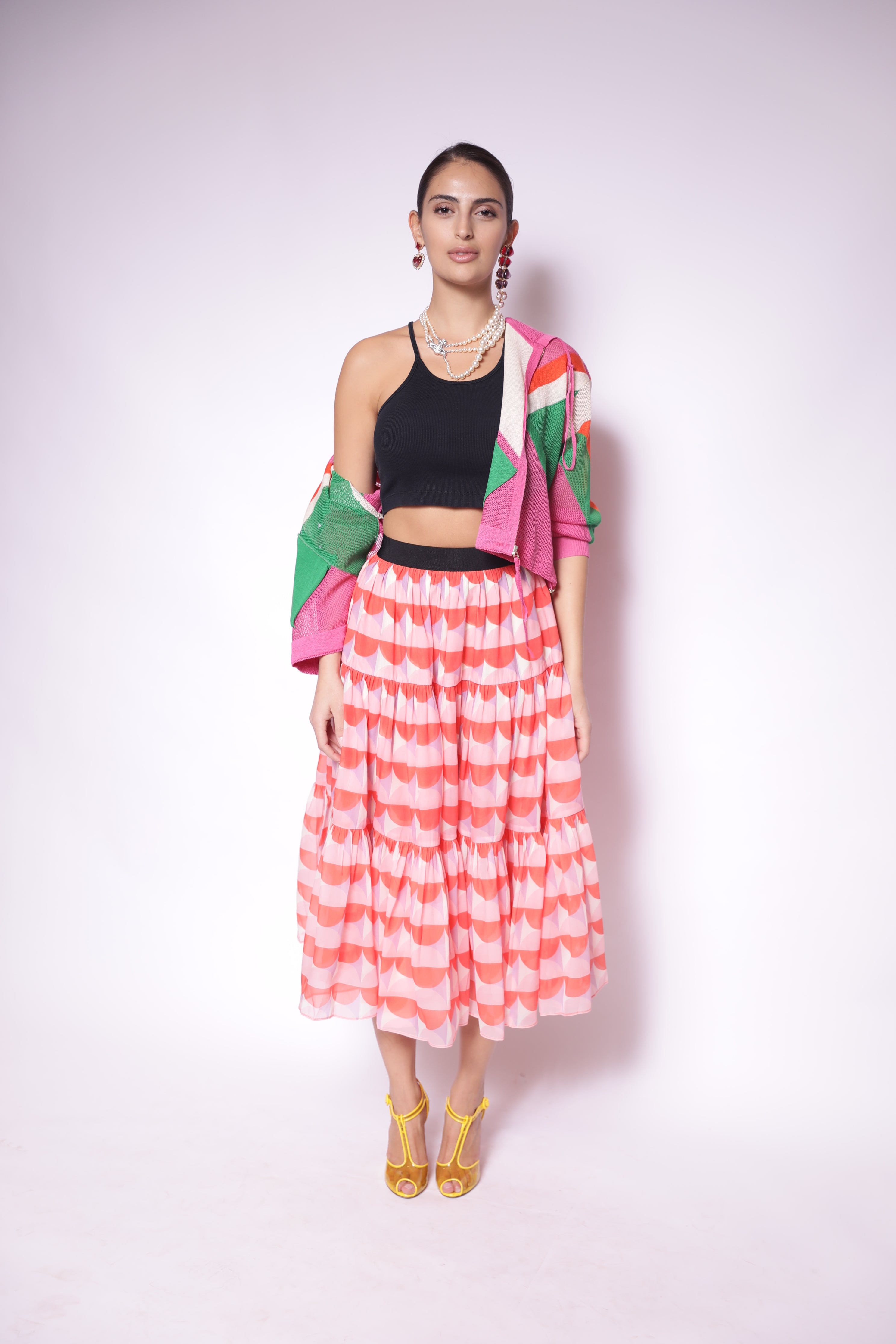 Sunset Waves Tiered Skirt