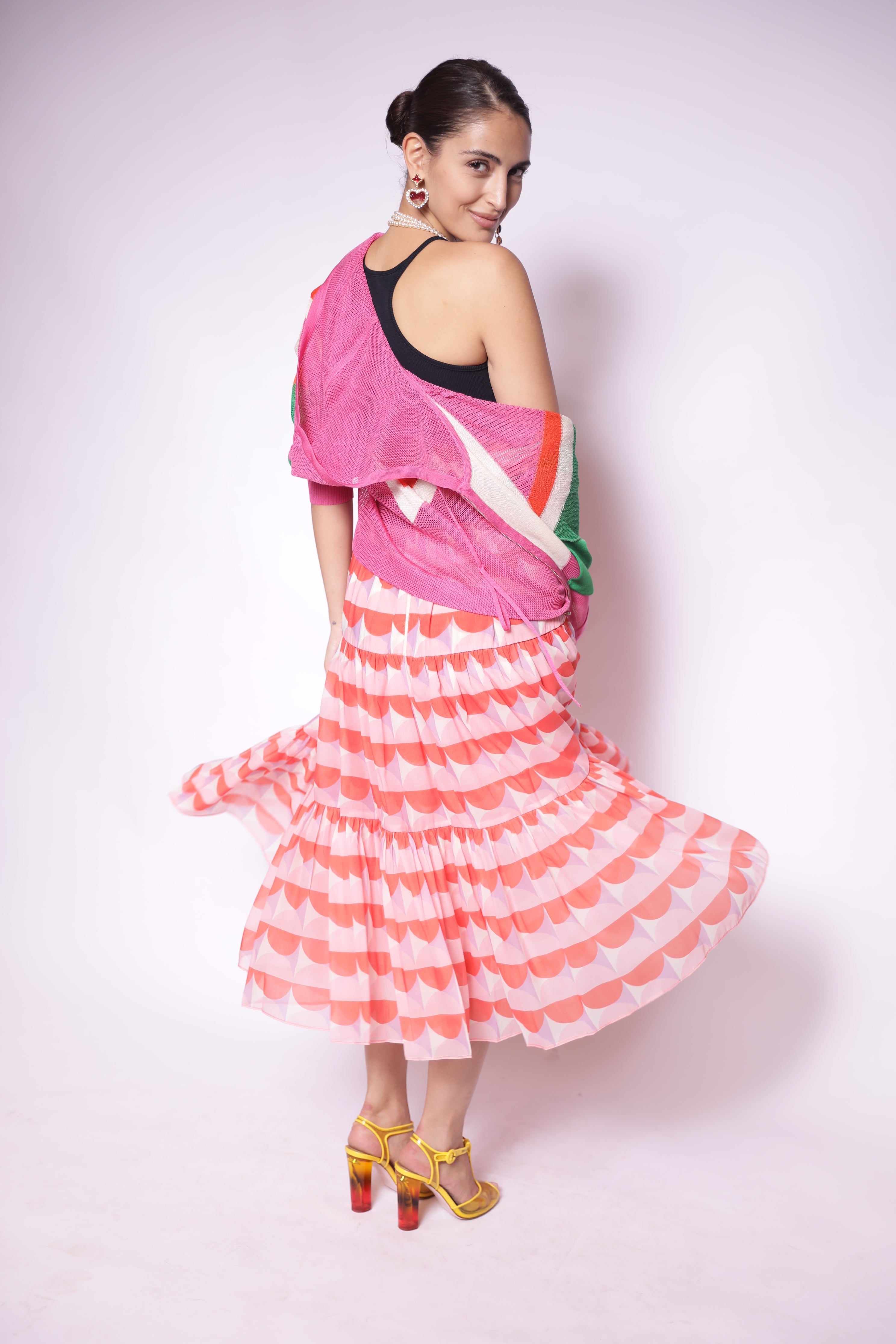 Sunset Waves Tiered Skirt