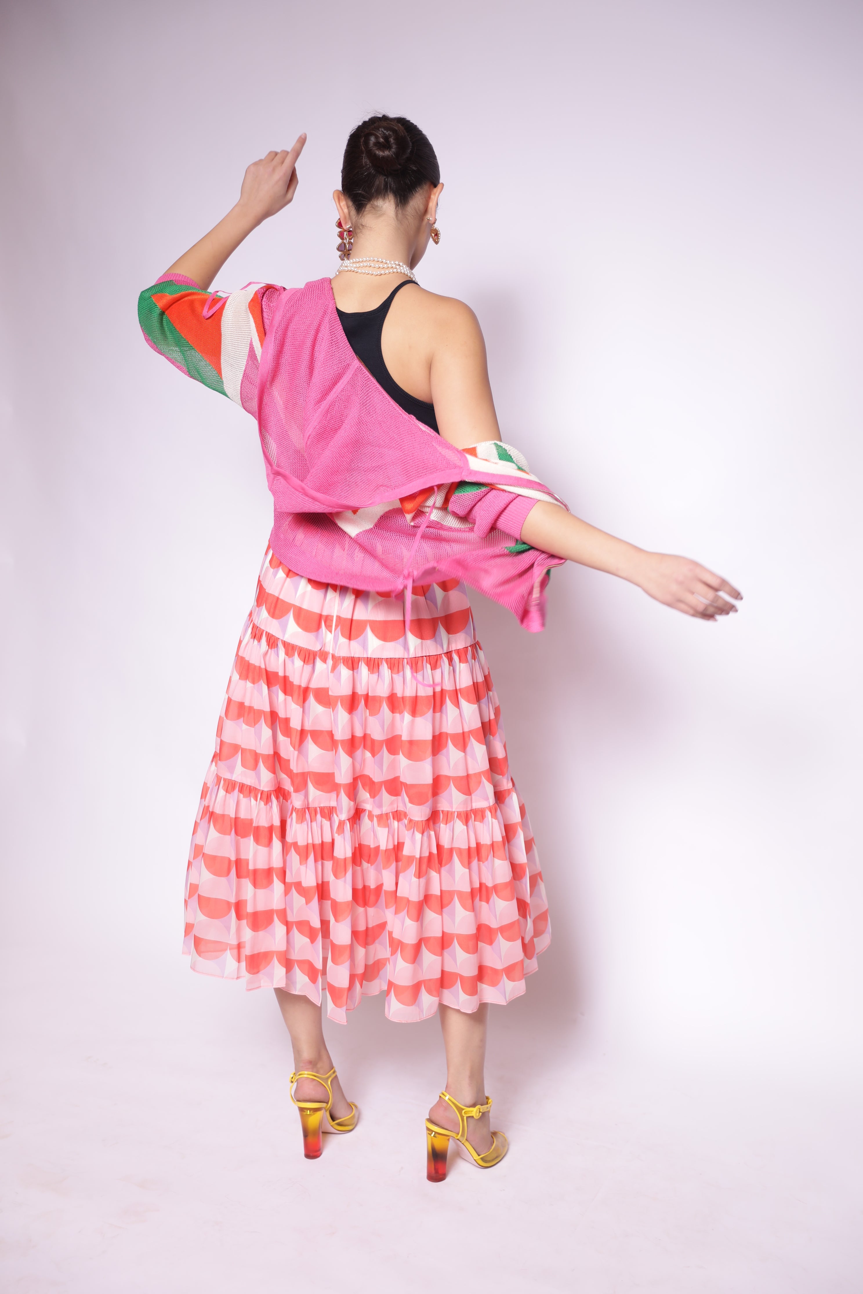 Sunset Waves Tiered Skirt