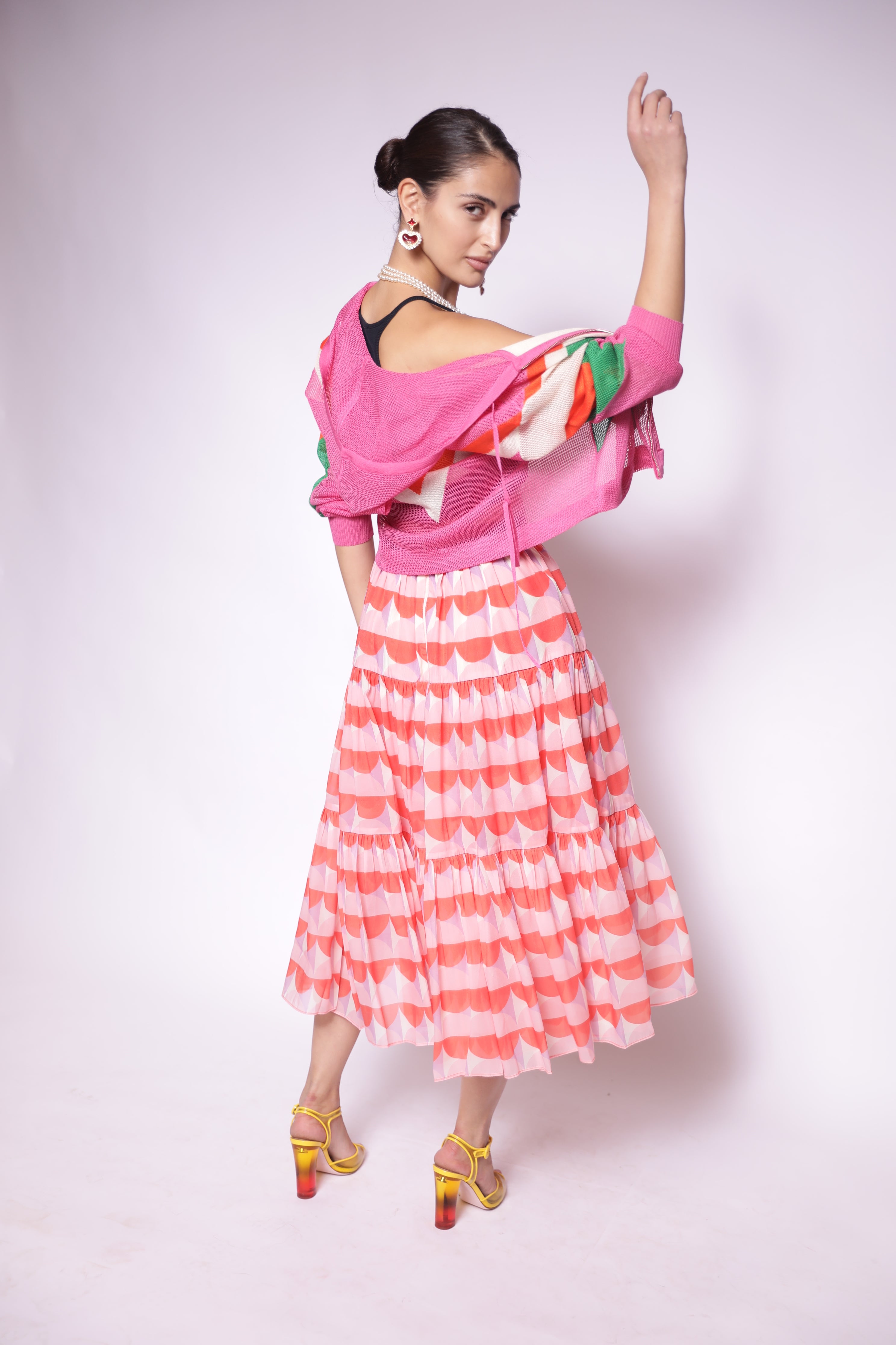 Sunset Waves Tiered Skirt