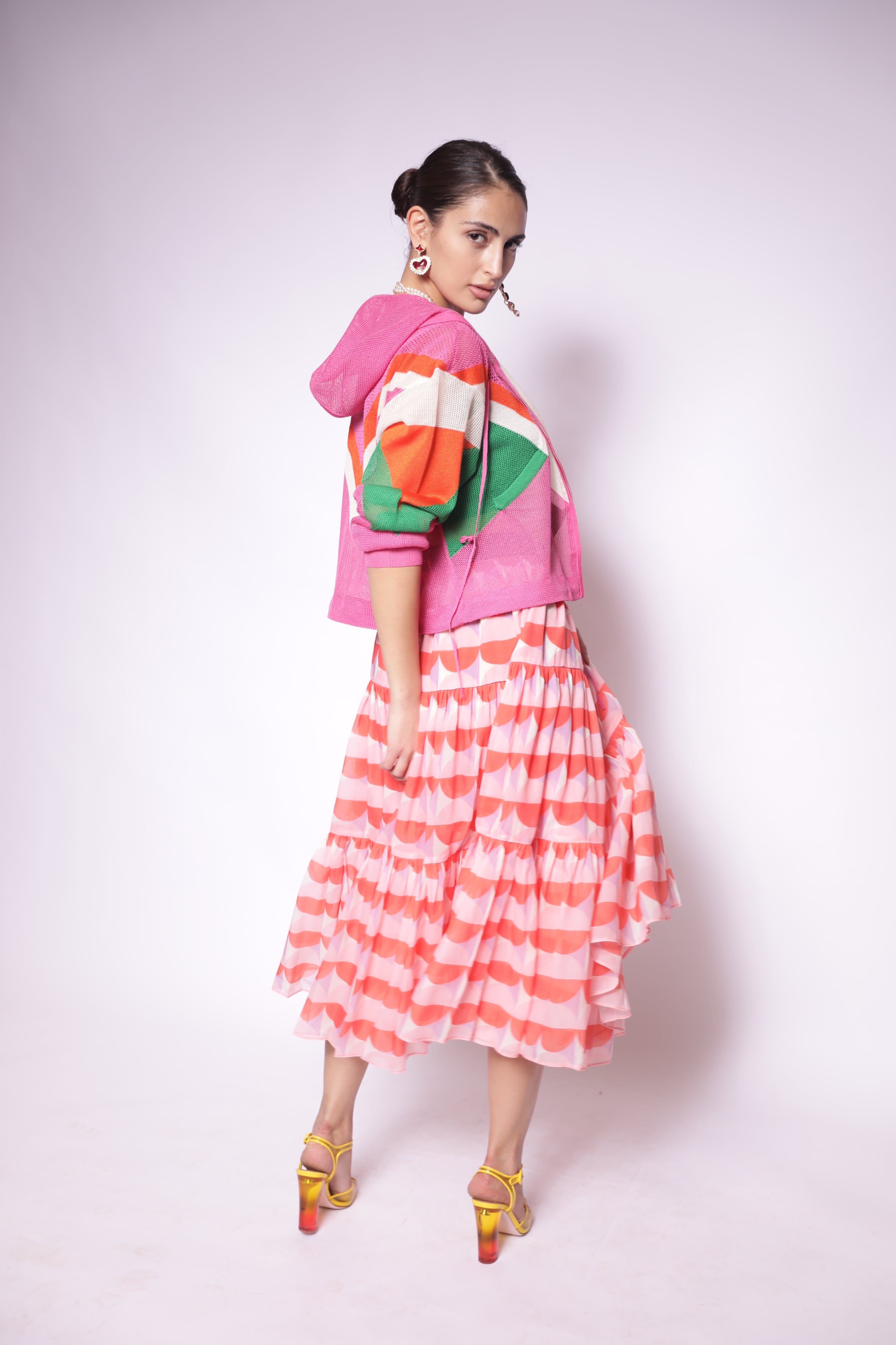 Sunset Waves Tiered Skirt