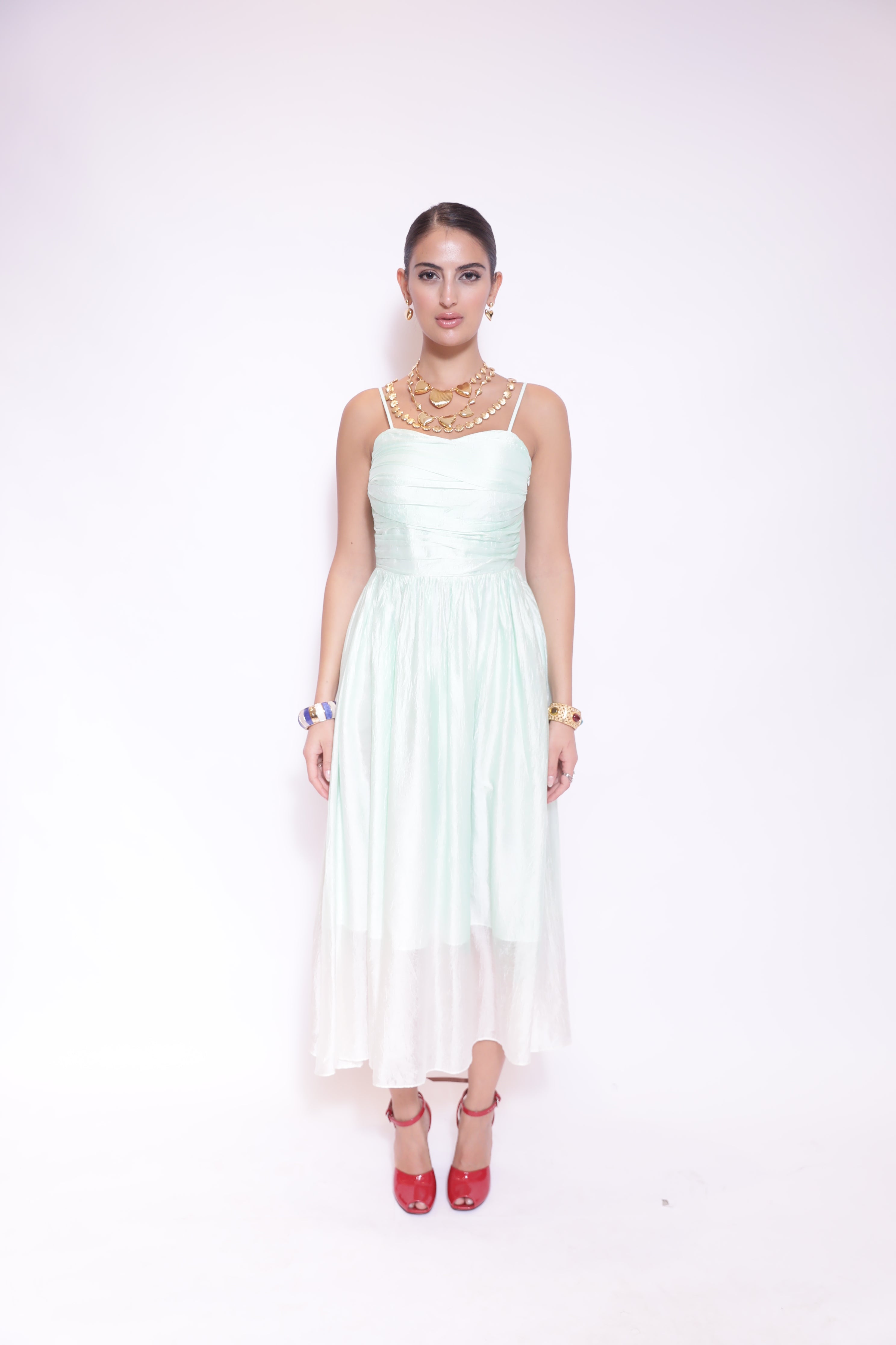 Seafoam Ruched Midi Dress