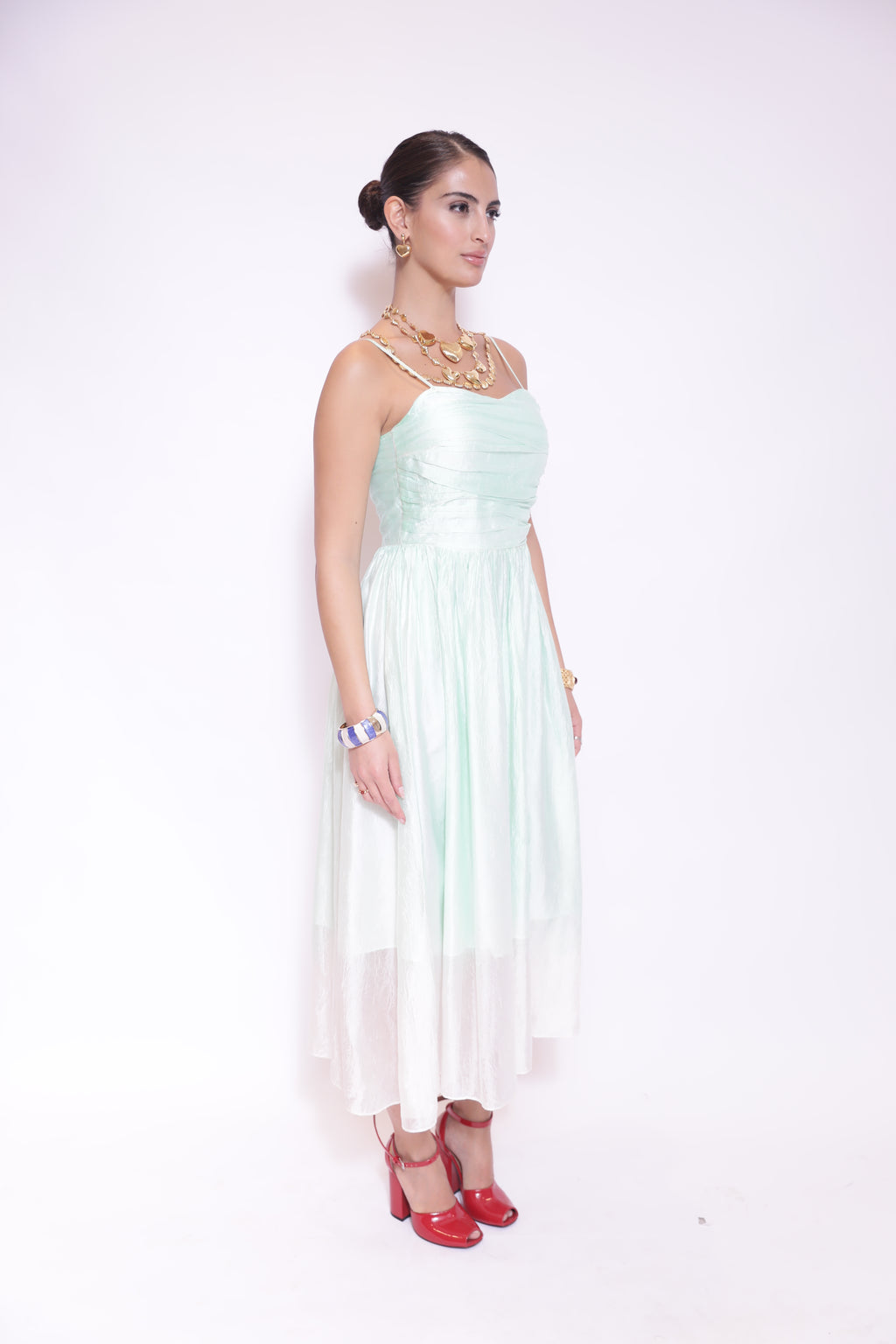 Seafoam Ruched Midi Dress
