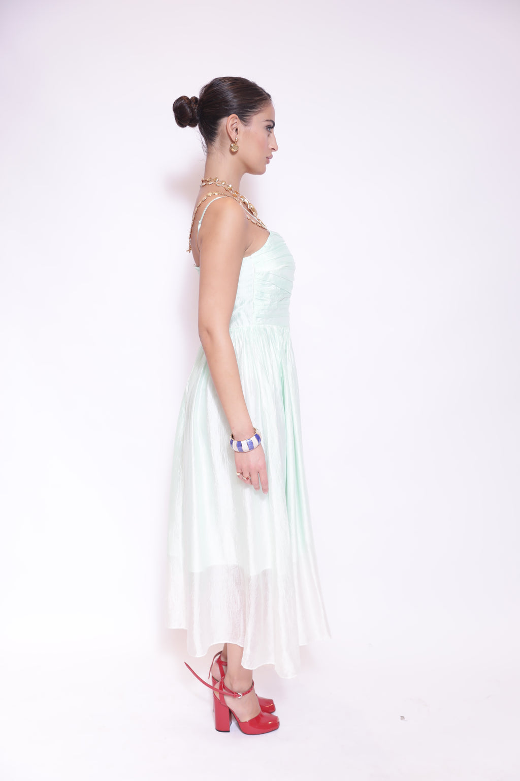 Seafoam Ruched Midi Dress