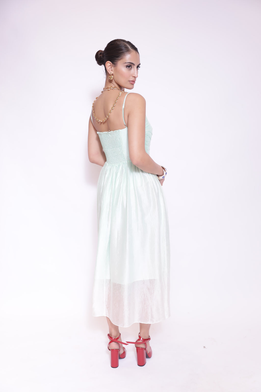 Seafoam Ruched Midi Dress