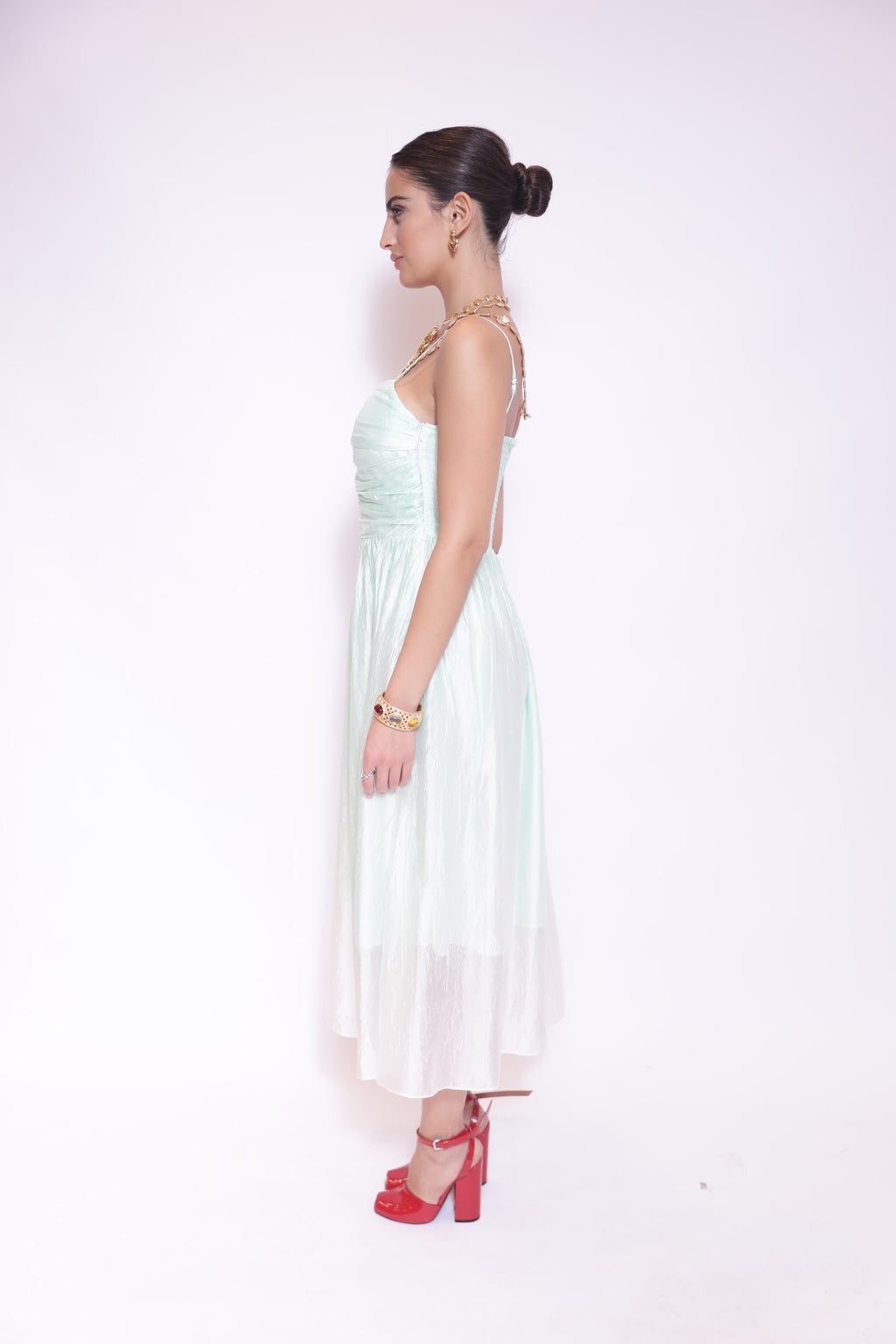 Seafoam Ruched Midi Dress