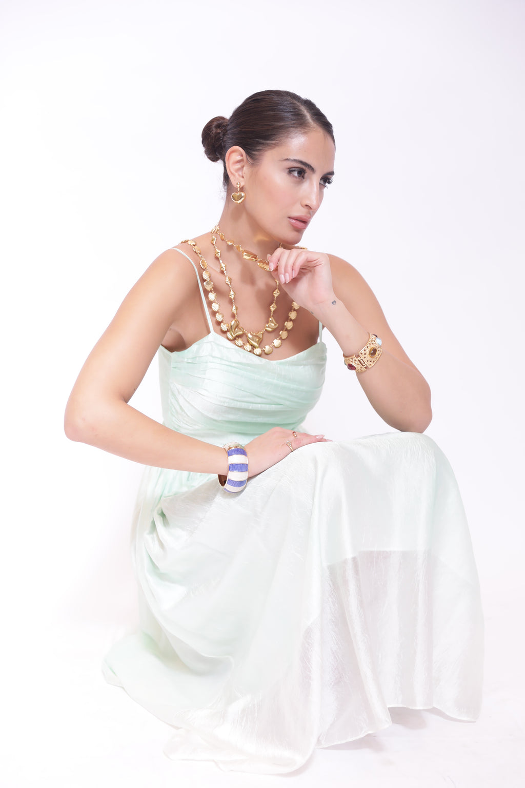 Seafoam Ruched Midi Dress