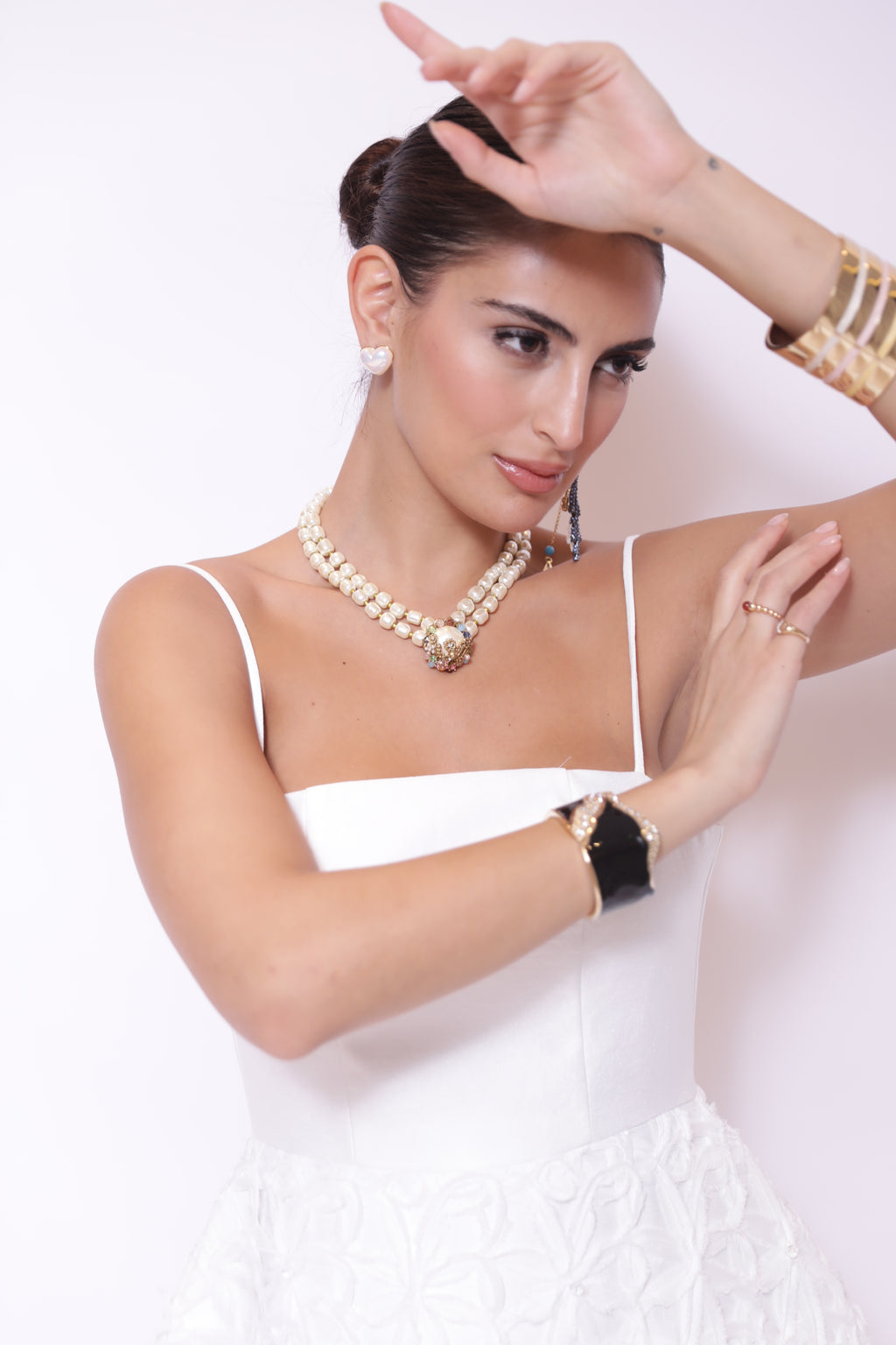 Ivory Petal-Texture Midi Dress