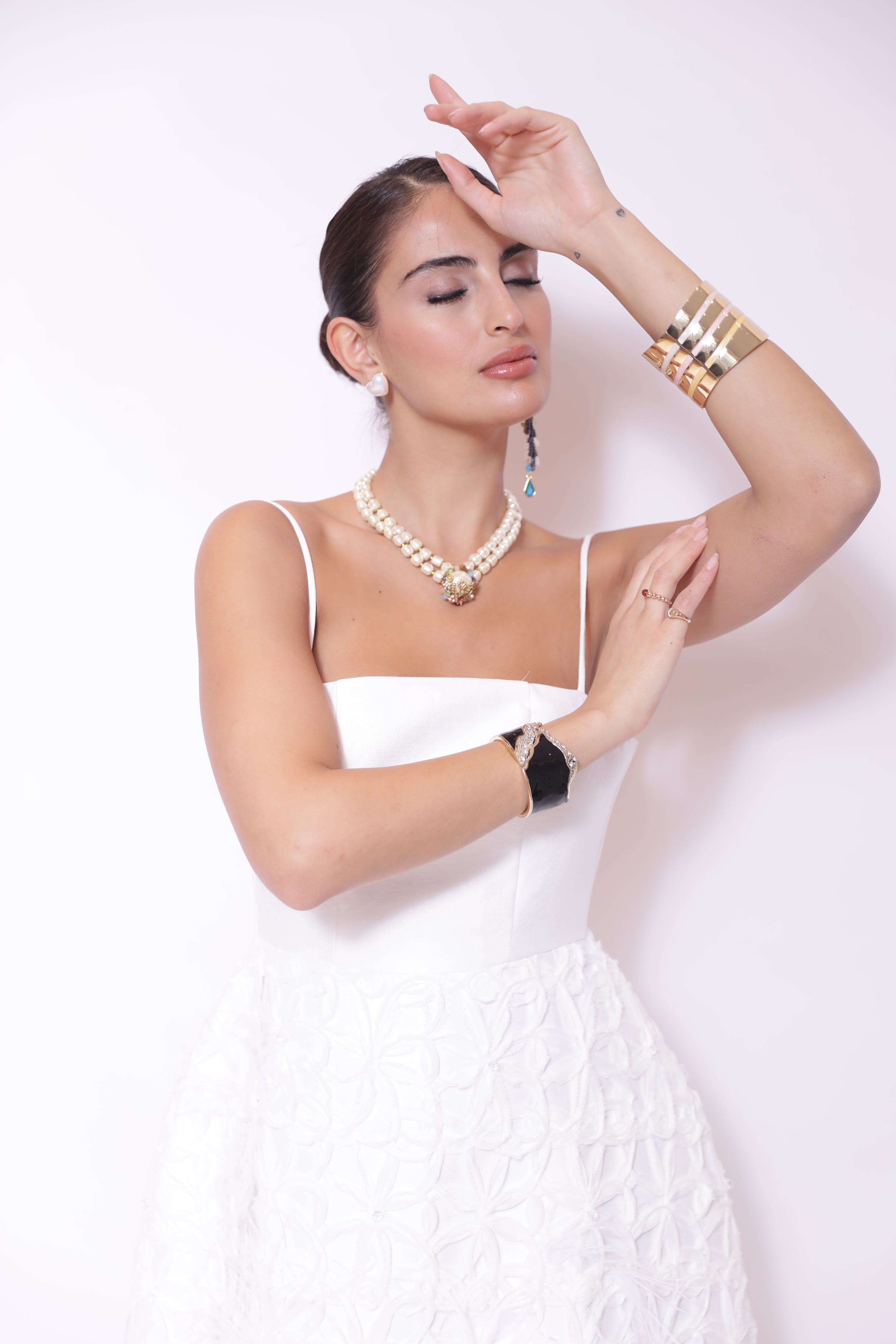 Ivory Petal-Texture Midi Dress