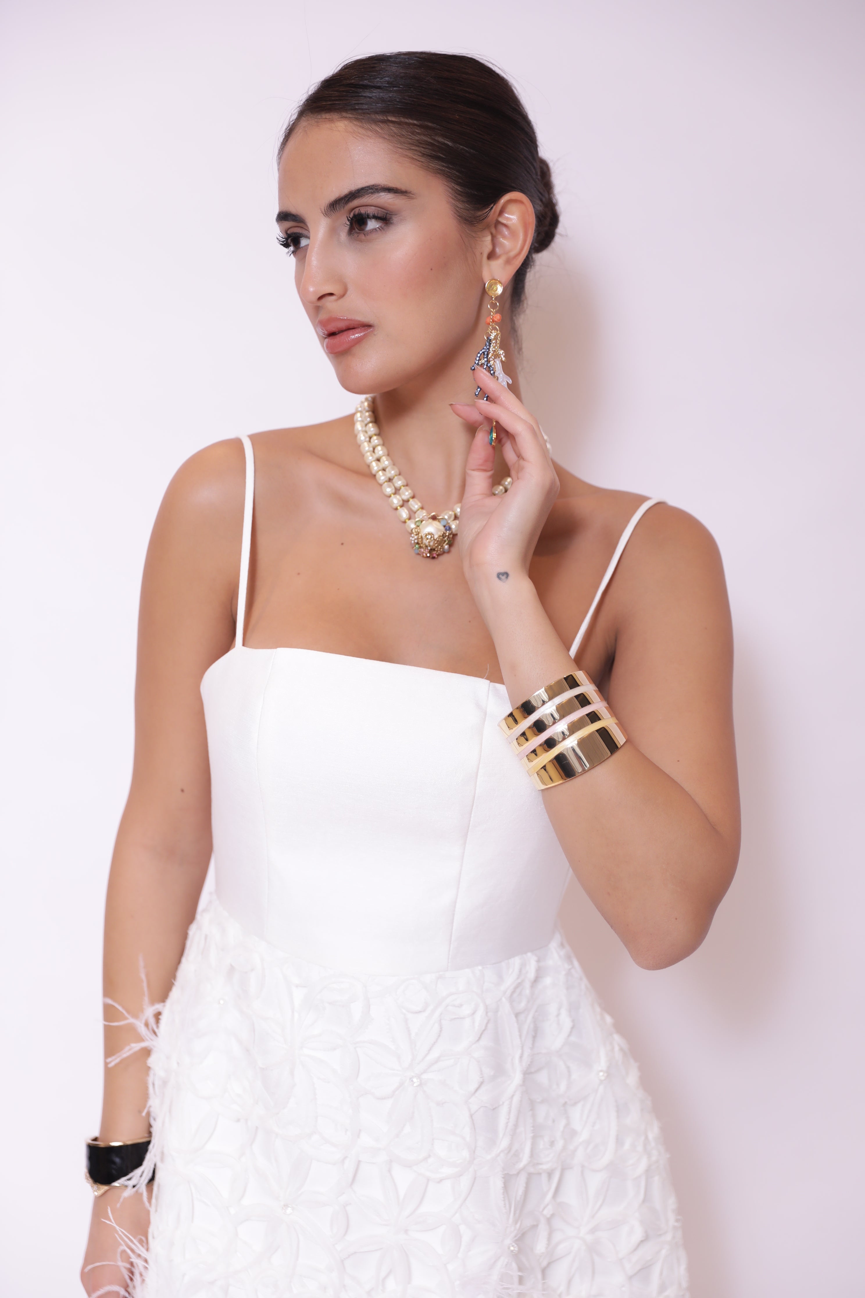 Ivory Petal-Texture Midi Dress