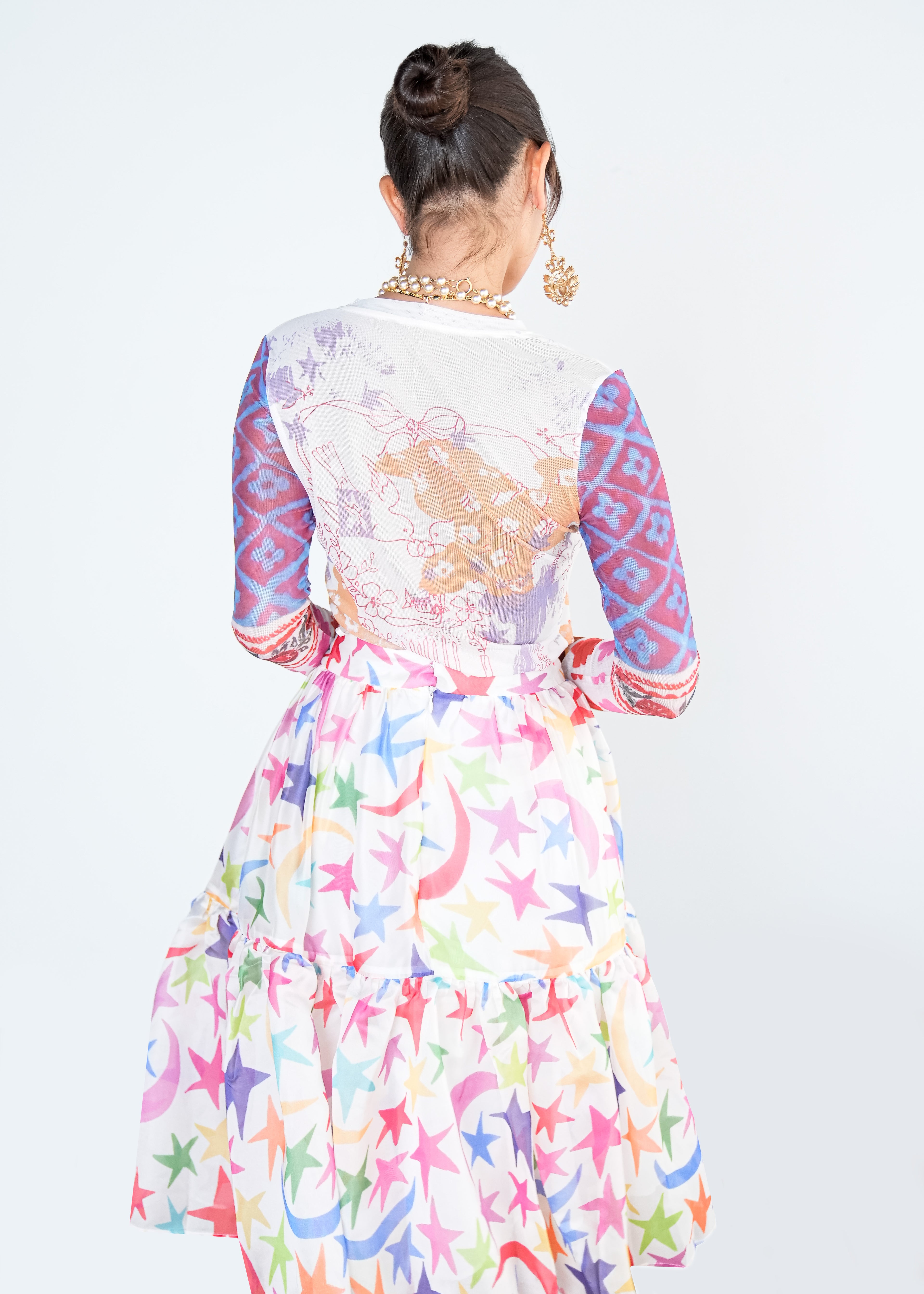 Colorful Patchwork Long-Sleeve Top