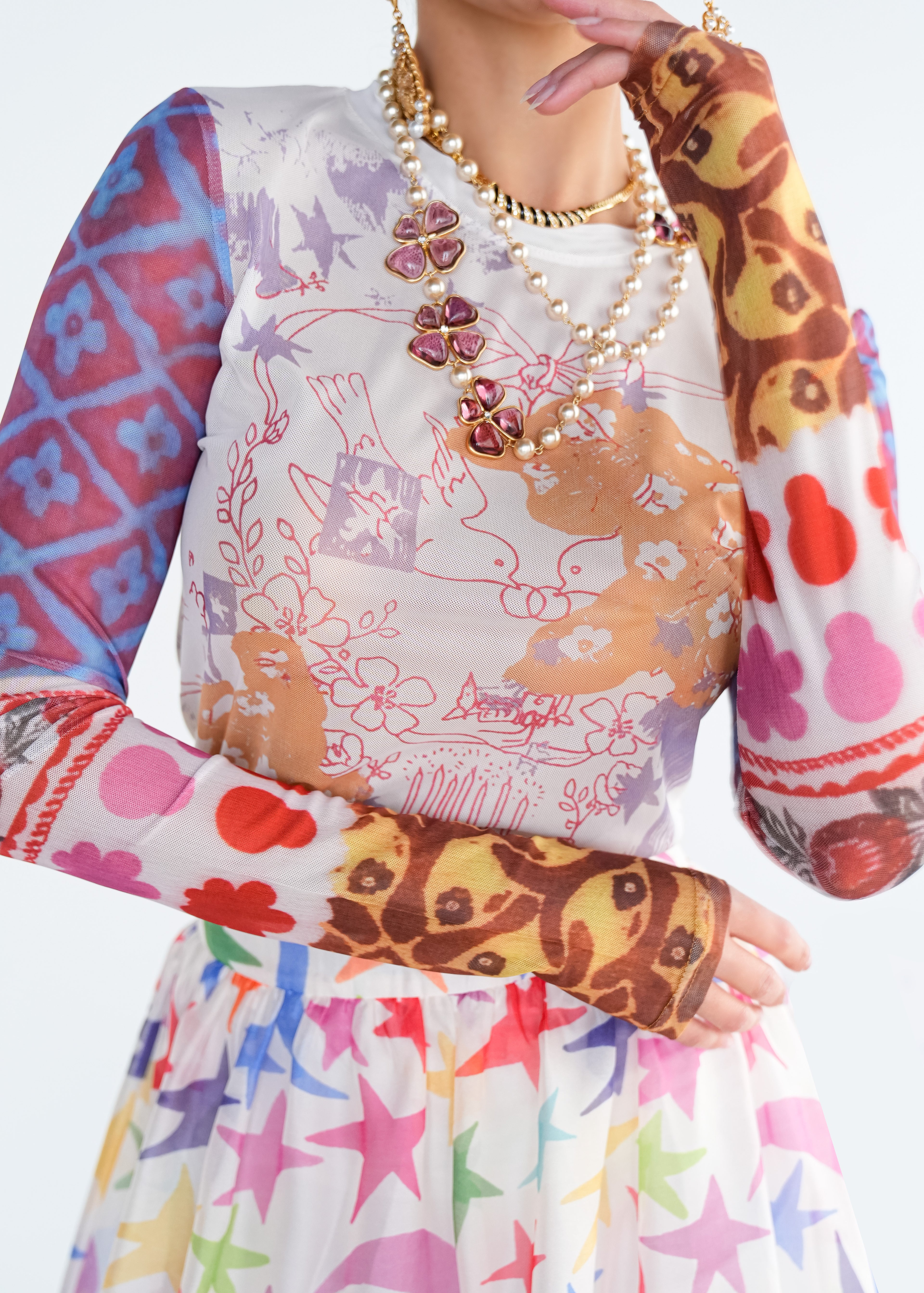 Colorful Patchwork Long-Sleeve Top