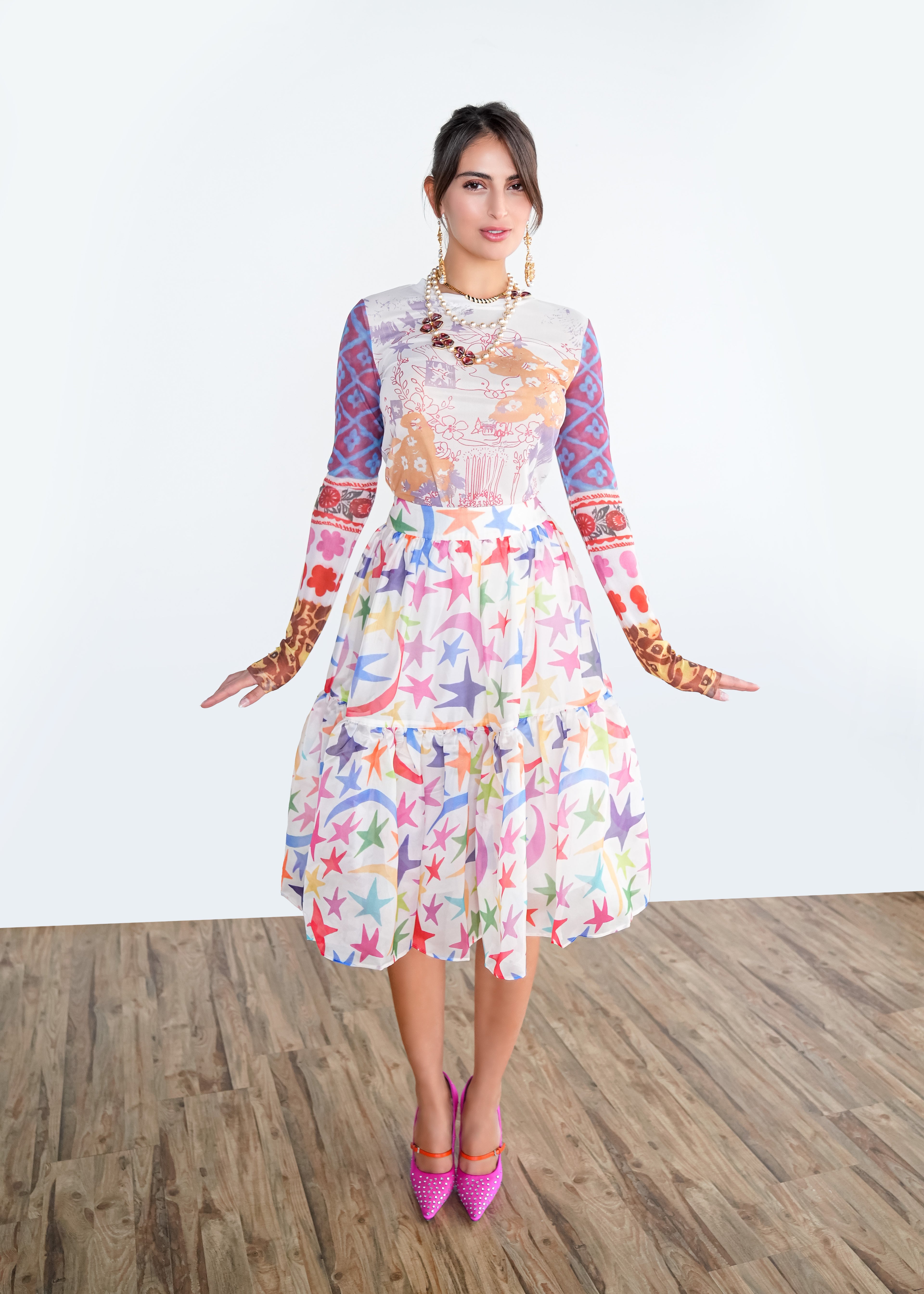 Colorful Patchwork Long-Sleeve Top