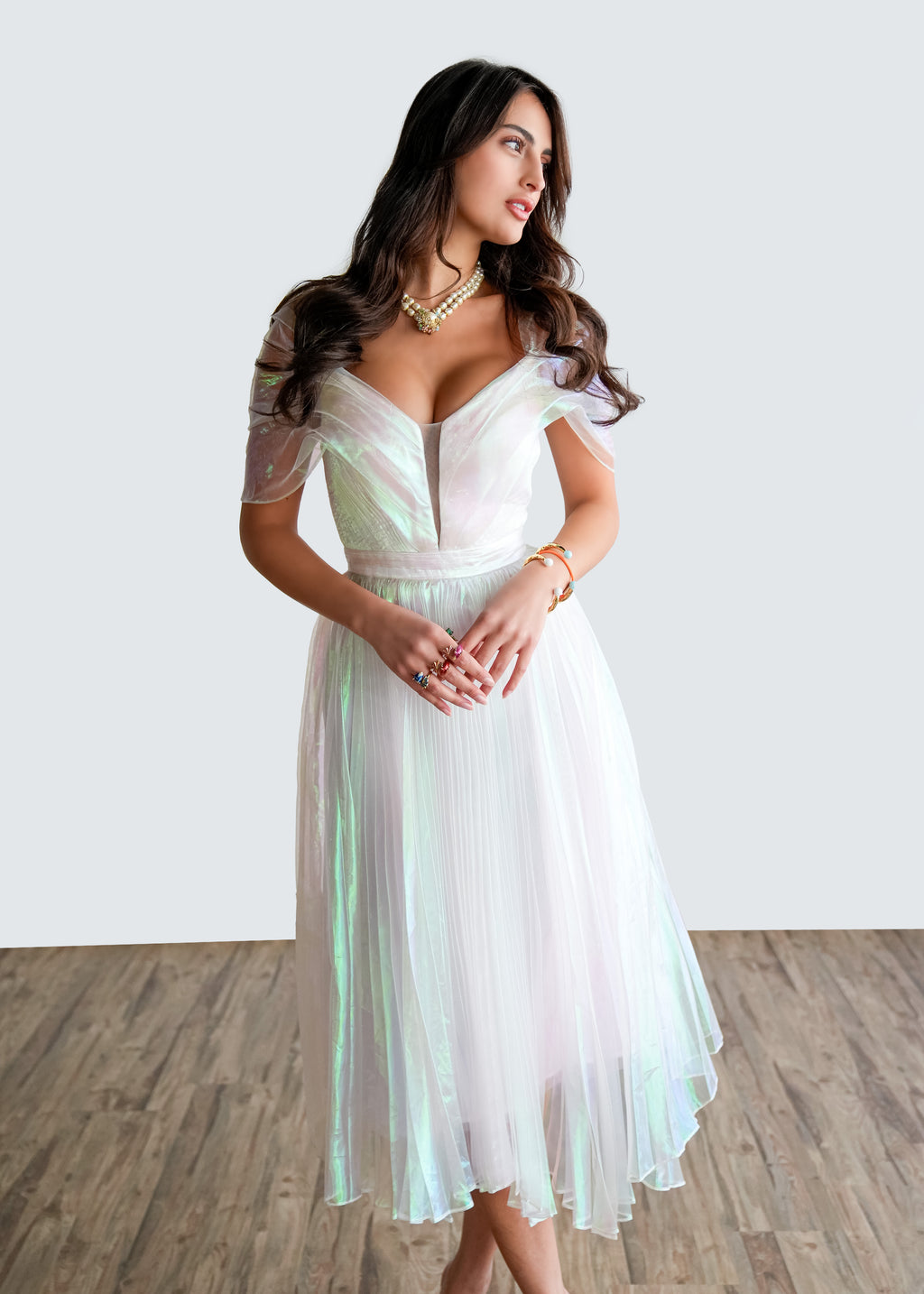 Moonlit Glow Off-Shoulder Dress