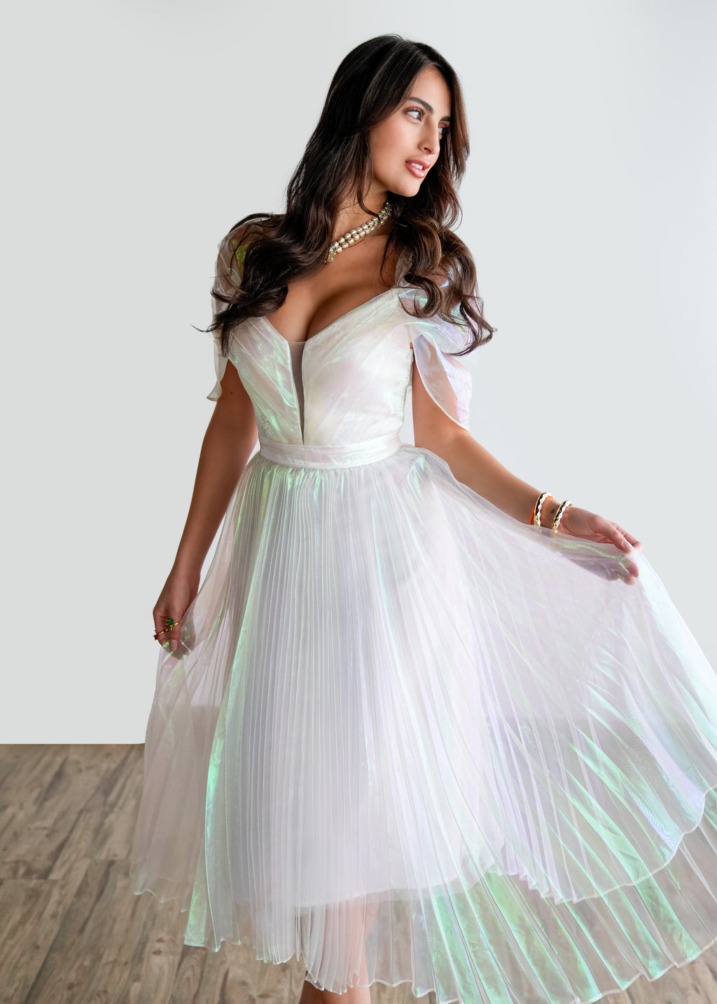 Moonlit Glow Off-Shoulder Dress