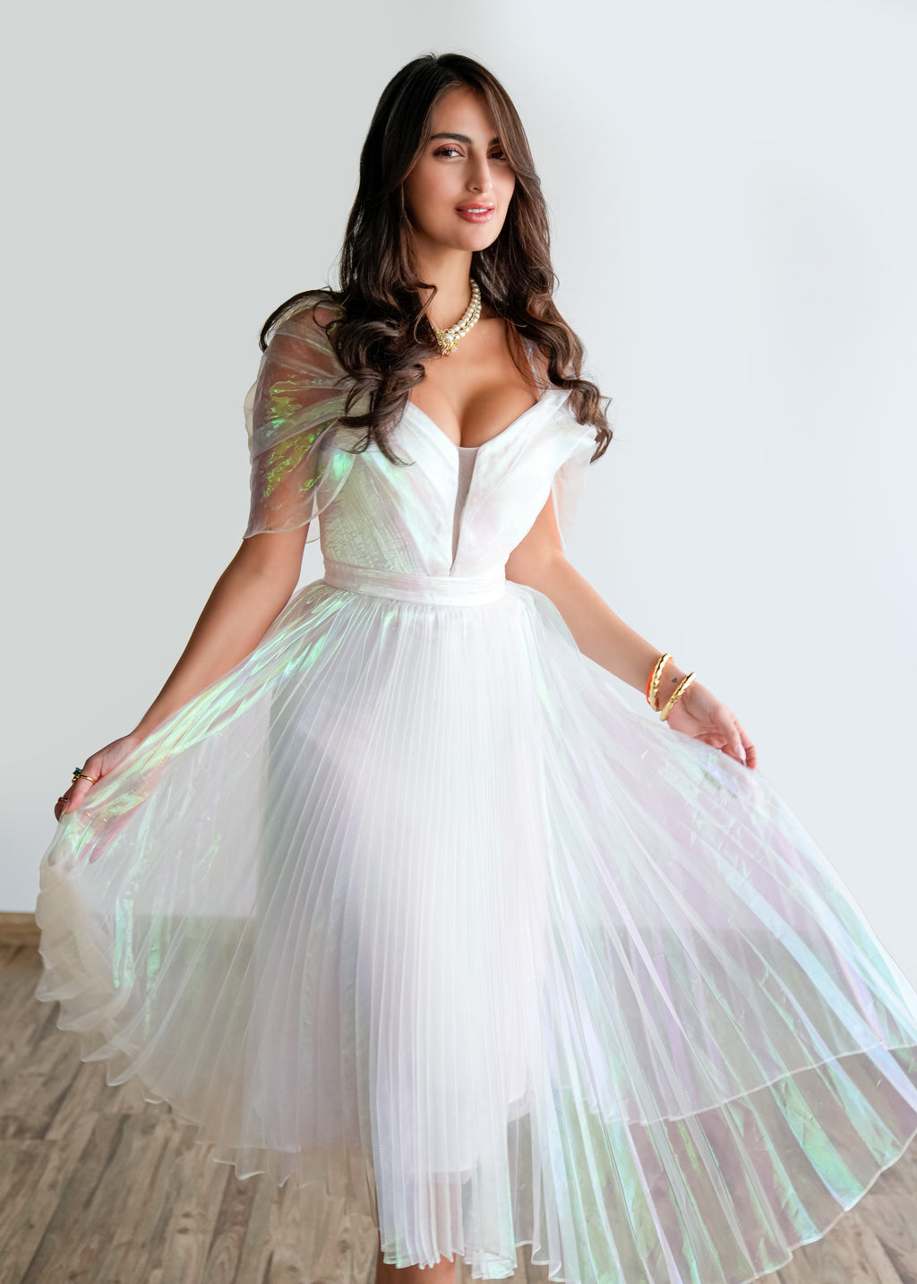 Moonlit Glow Off-Shoulder Dress