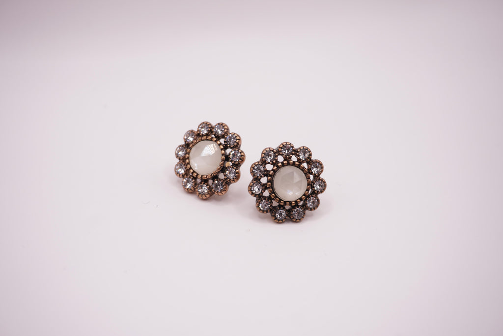 Vintage crystal flower studs