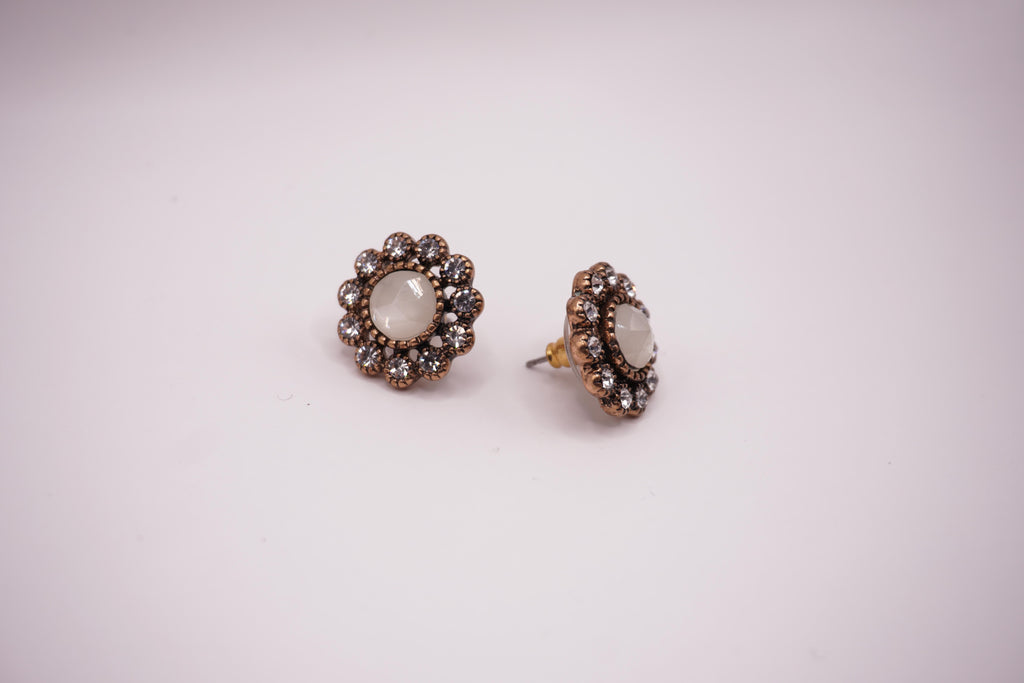 Vintage crystal flower studs