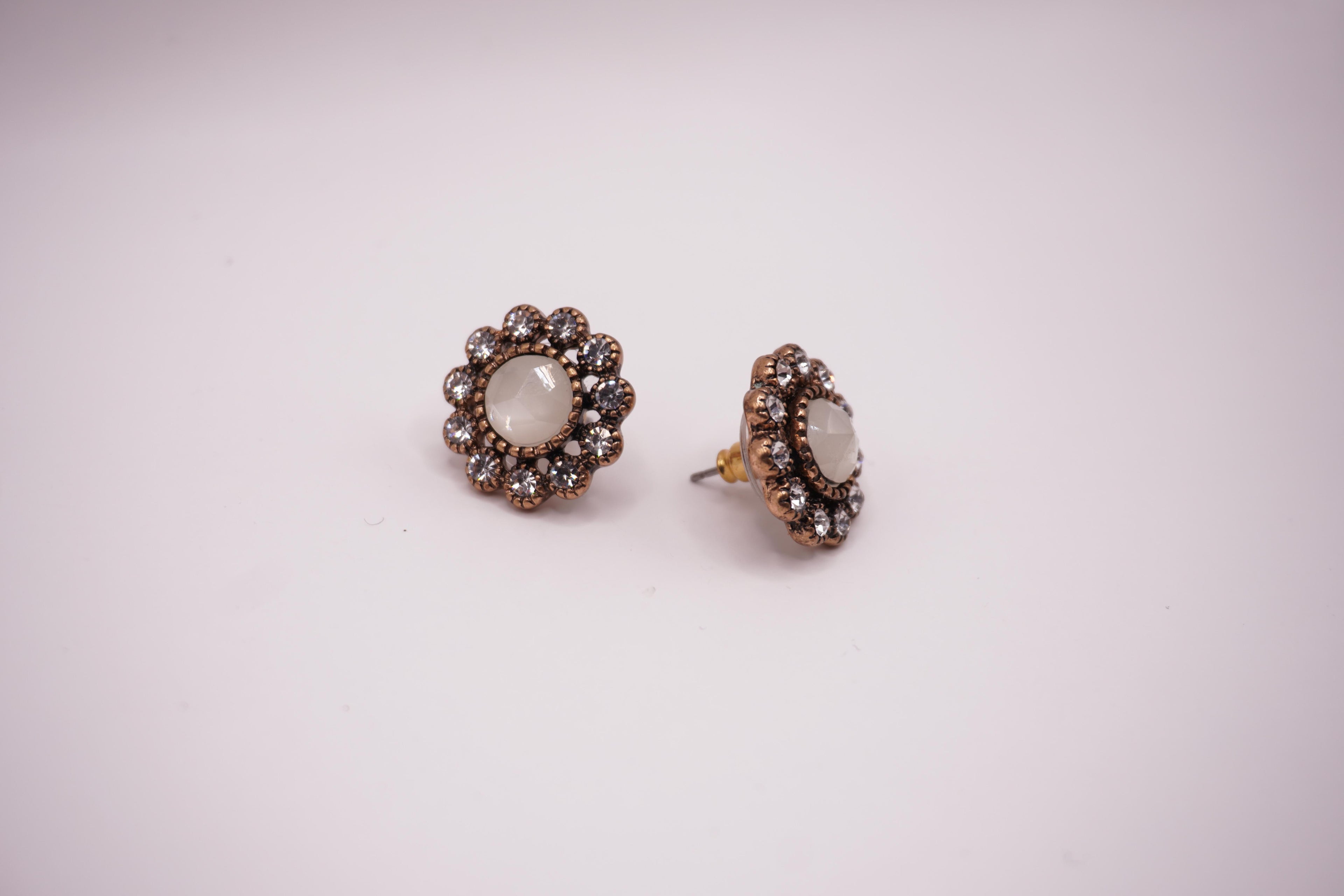 Vintage crystal flower studs