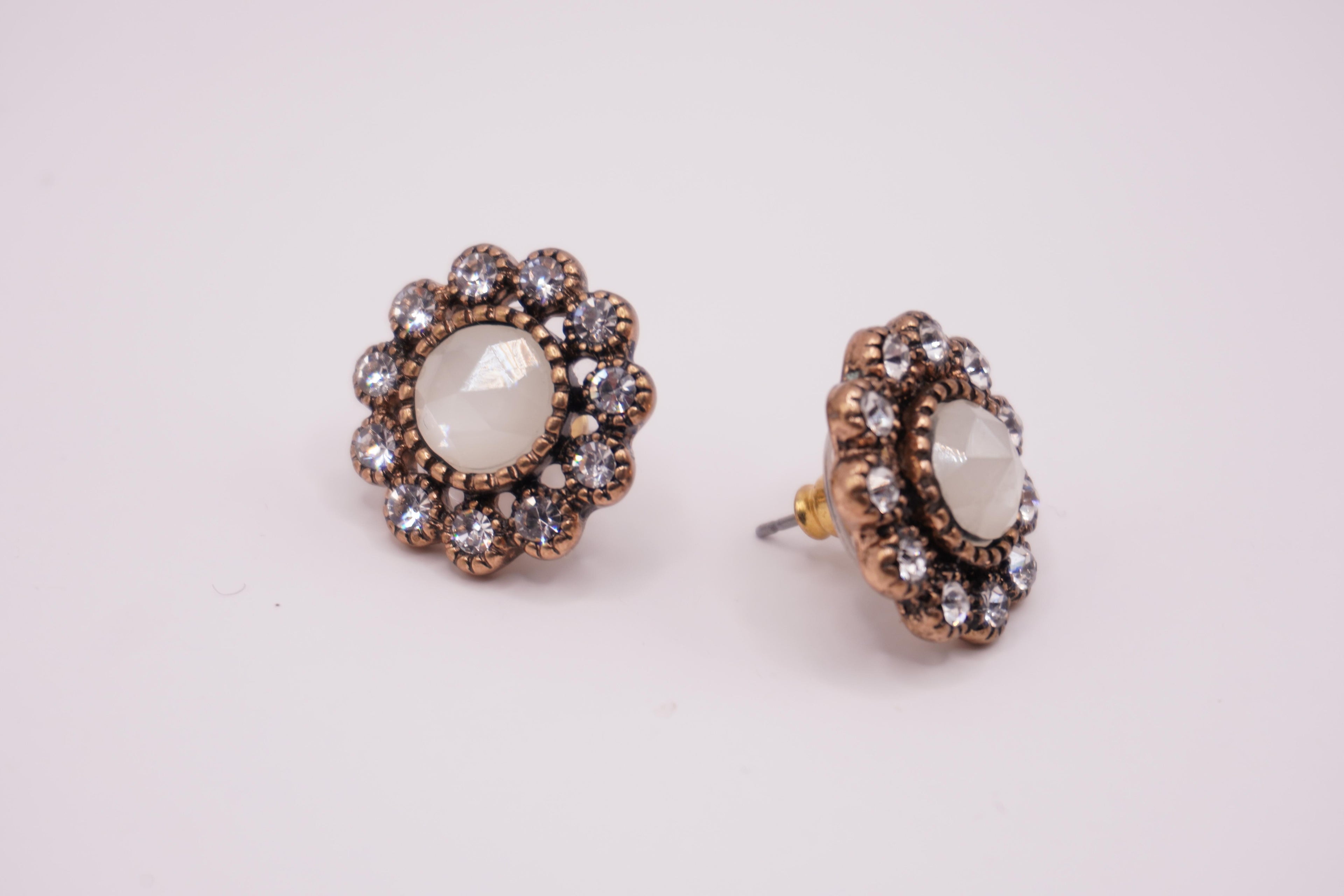 Vintage crystal flower studs
