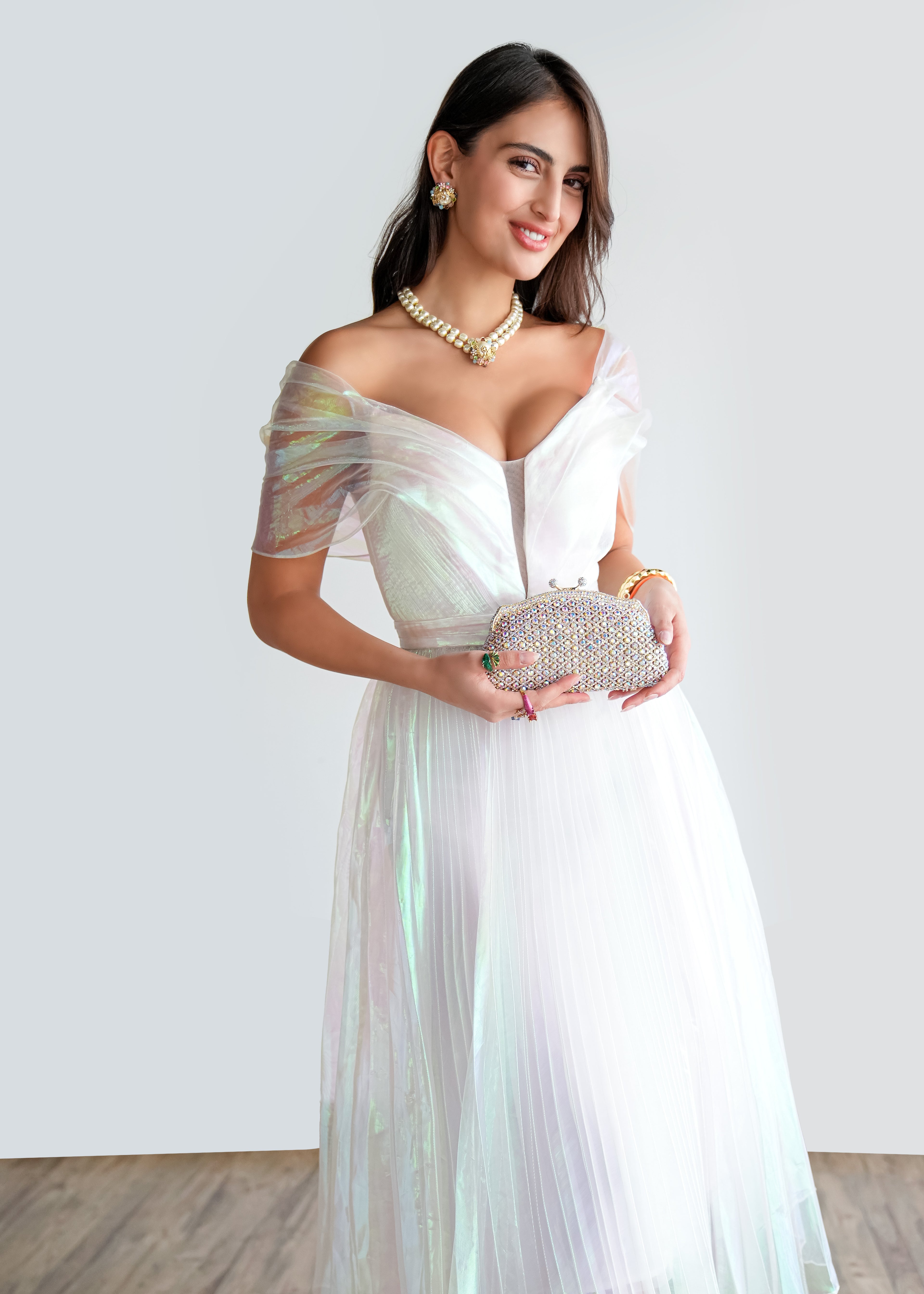 Moonlit Glow Off-Shoulder Dress