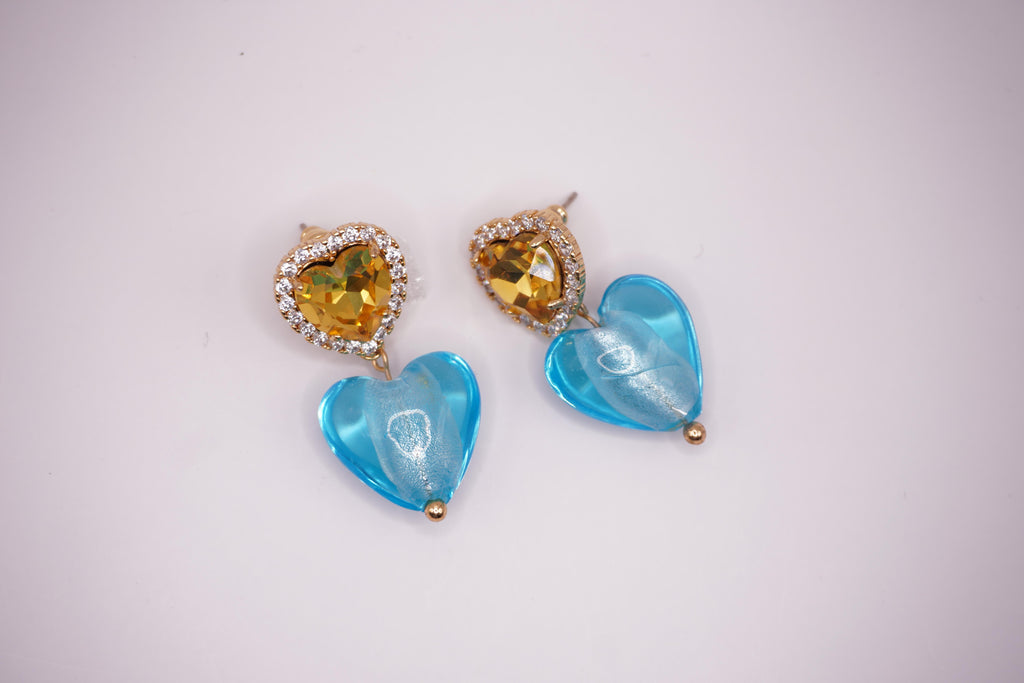 Glass heart drops (mix colors)