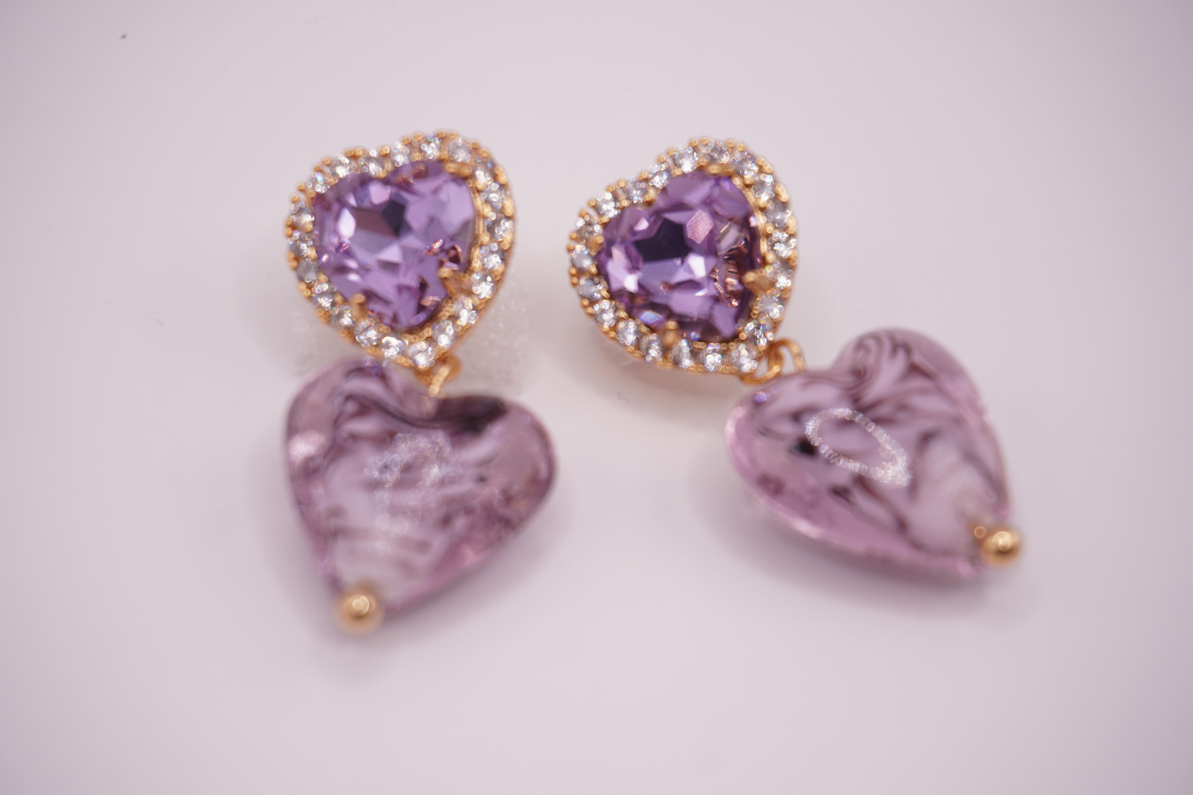 Glass heart drops (mix colors)