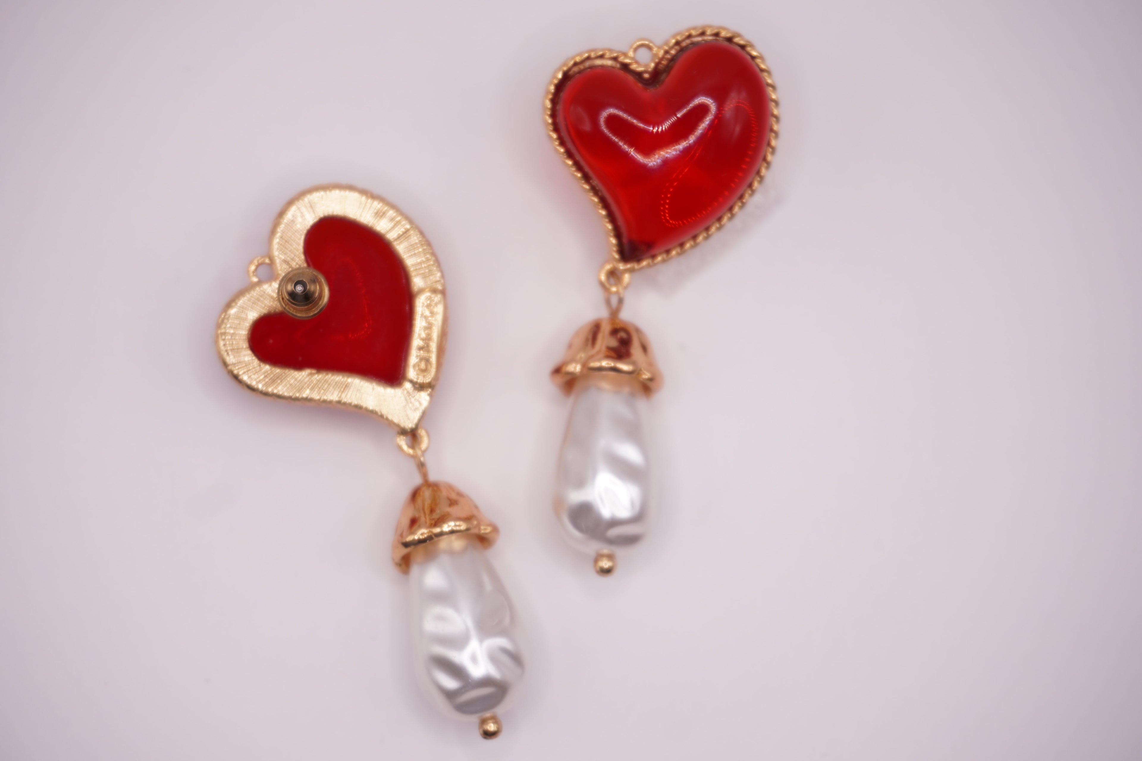 Red Heart Drop Earrings