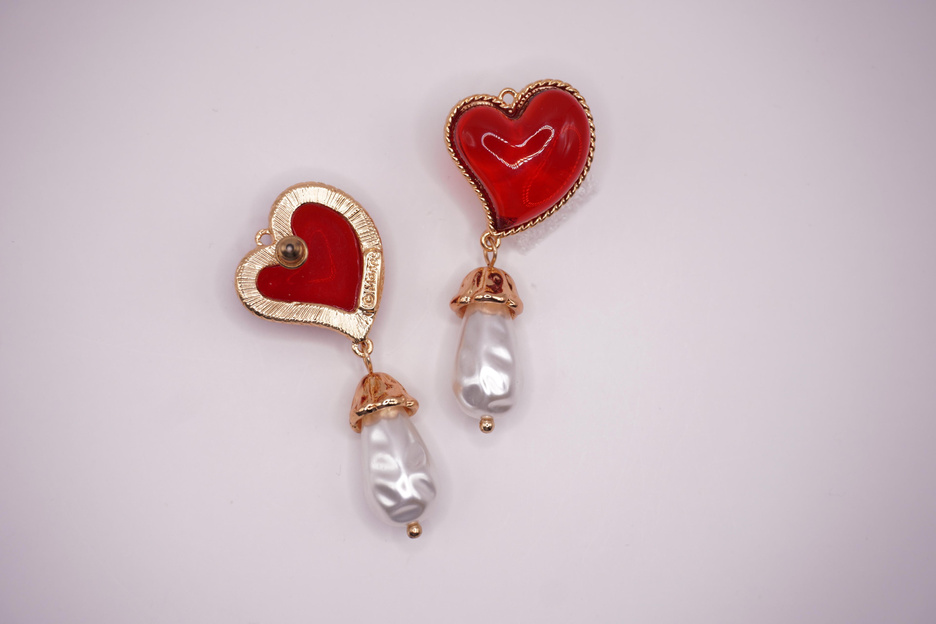 Red Heart Drop Earrings