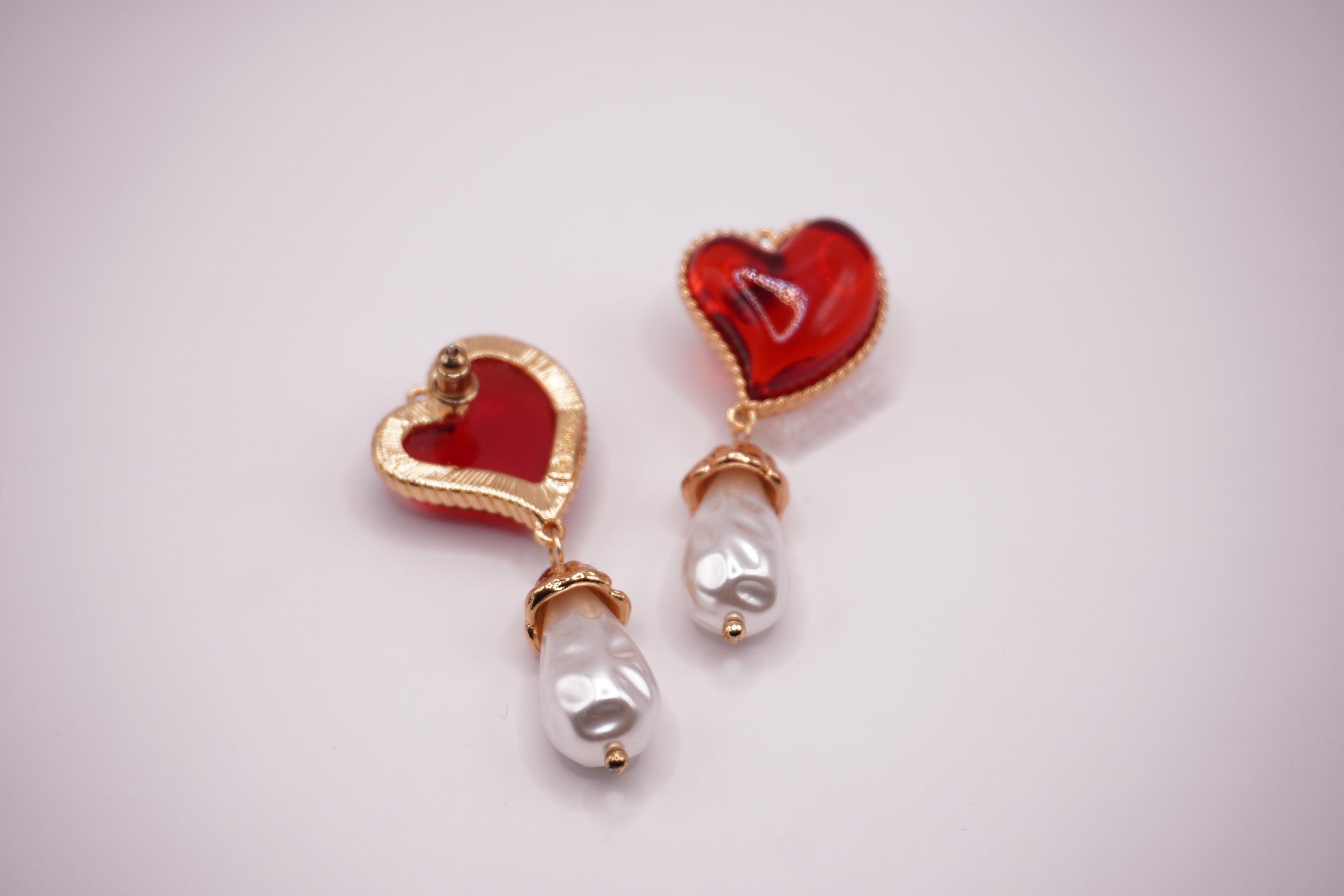 Red Heart Drop Earrings