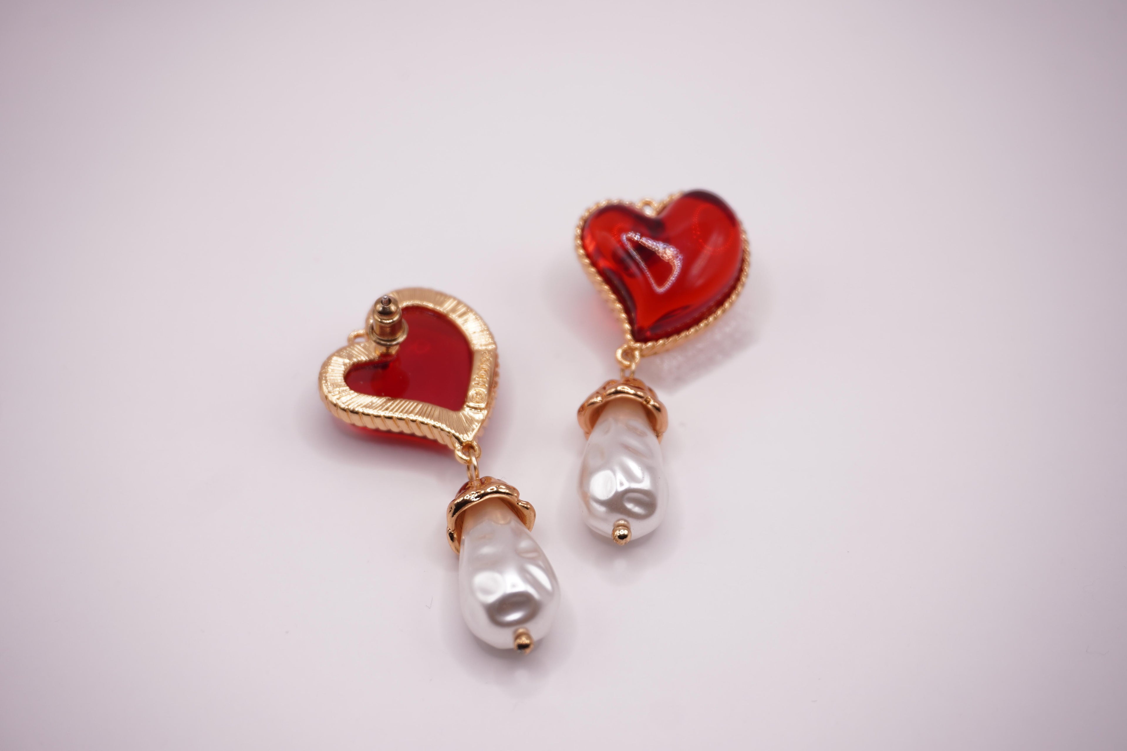 Red Heart Drop Earrings