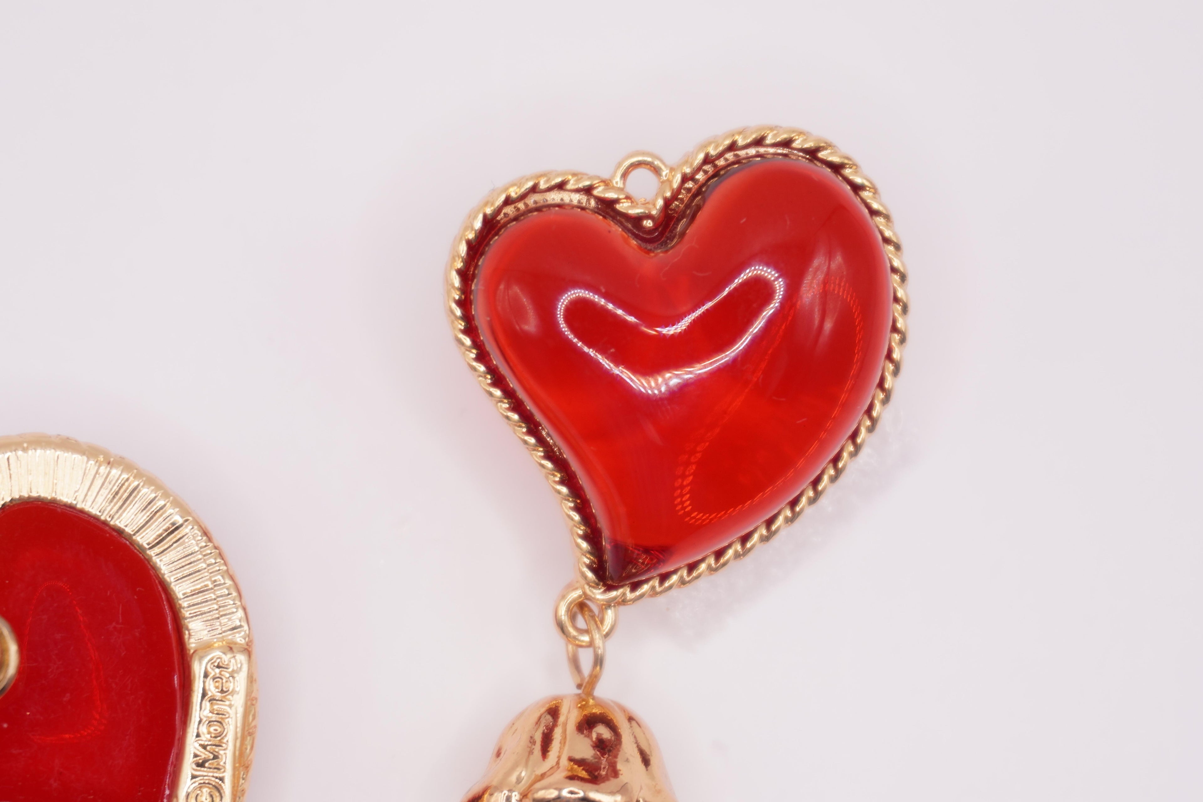 Red Heart Drop Earrings